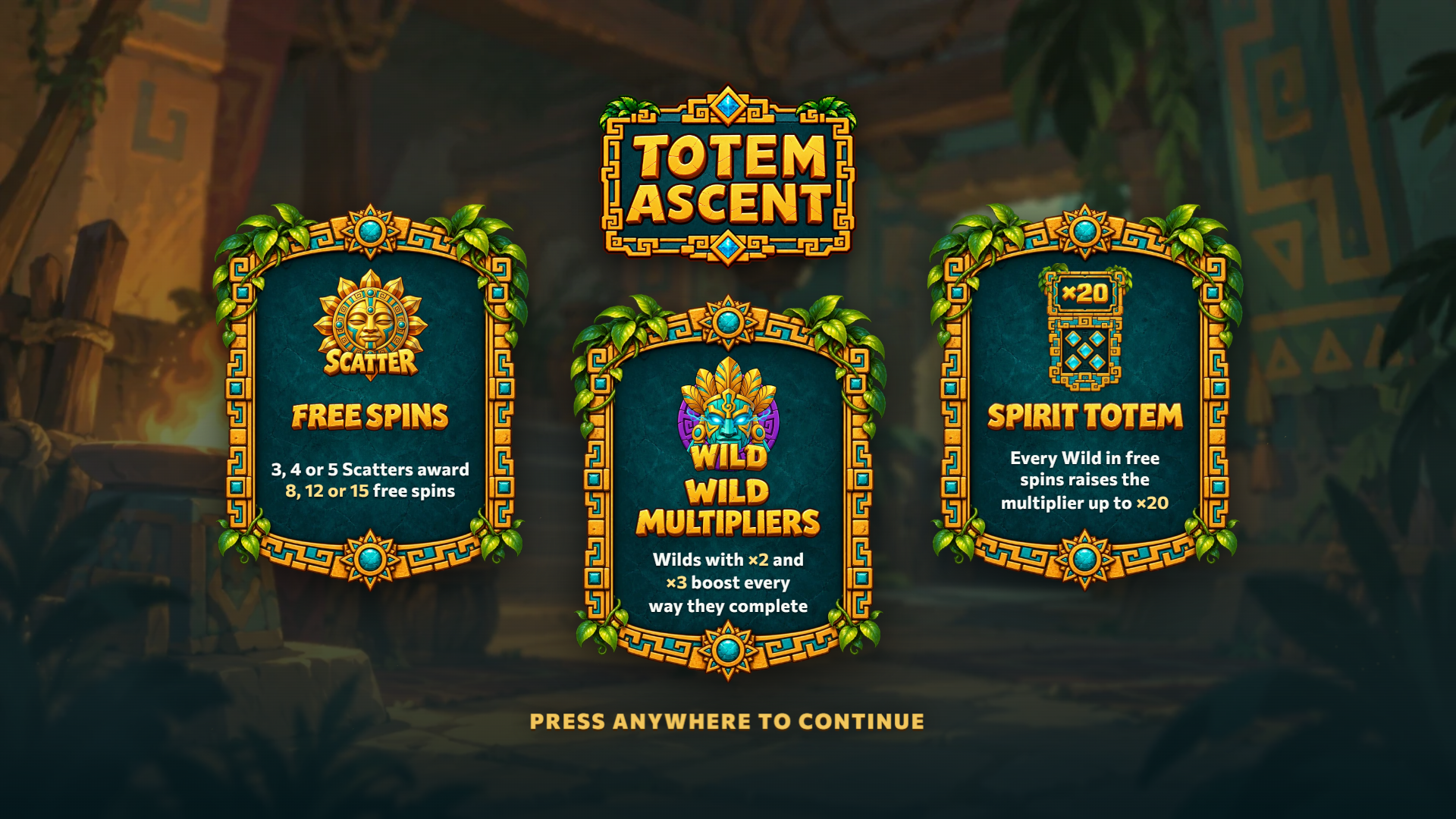 Totem Ascent slot intro screen
