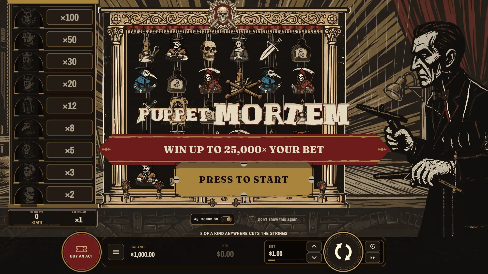 Puppet Mortem slot intro screen