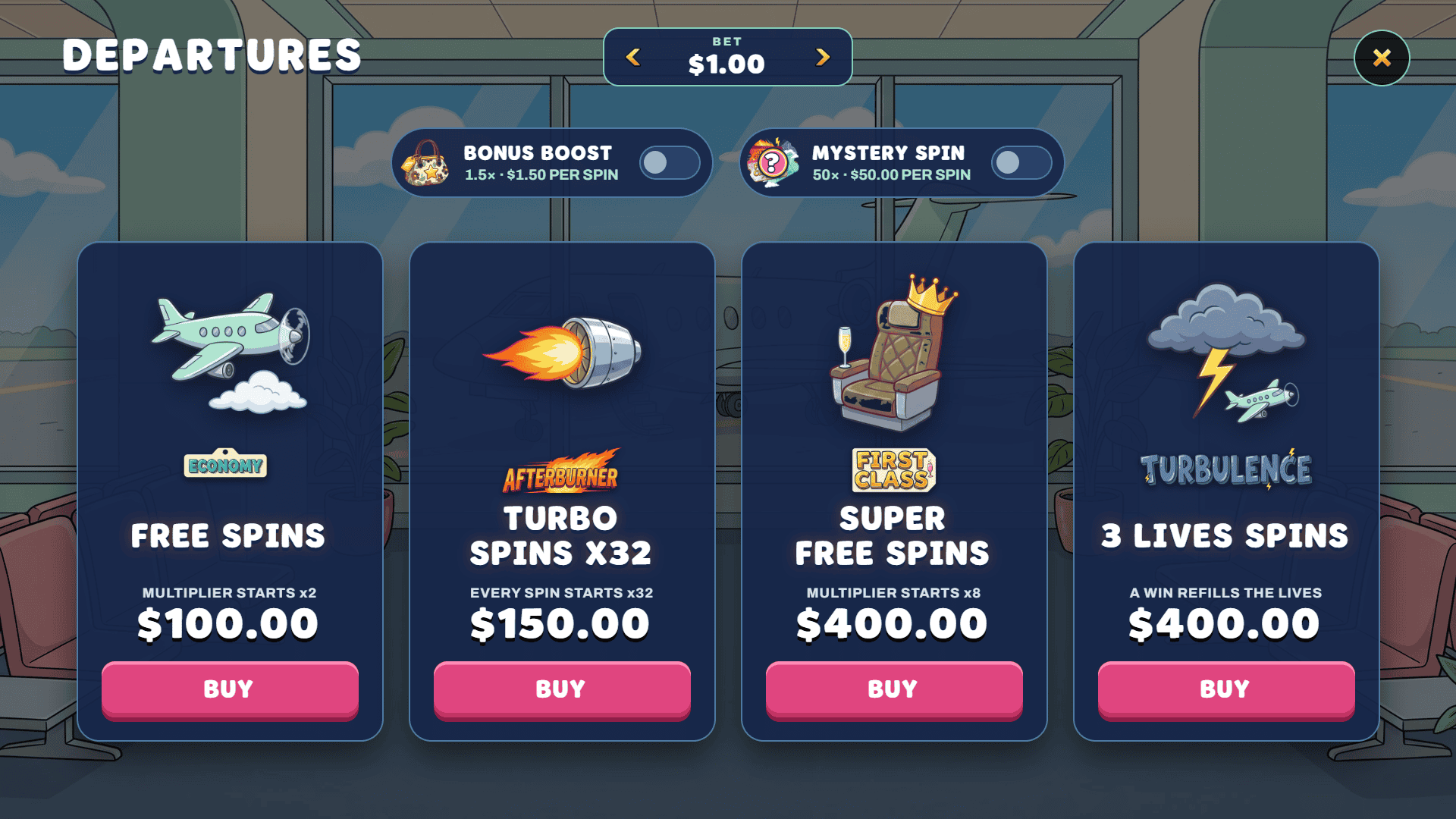 Granny Takes Off bonus buy menu