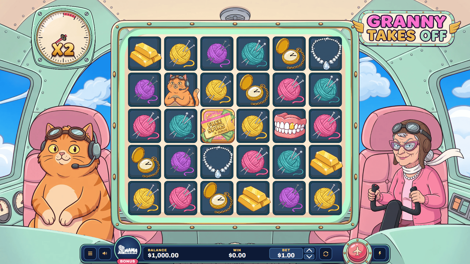 Granny Takes Off slot gameplay reels