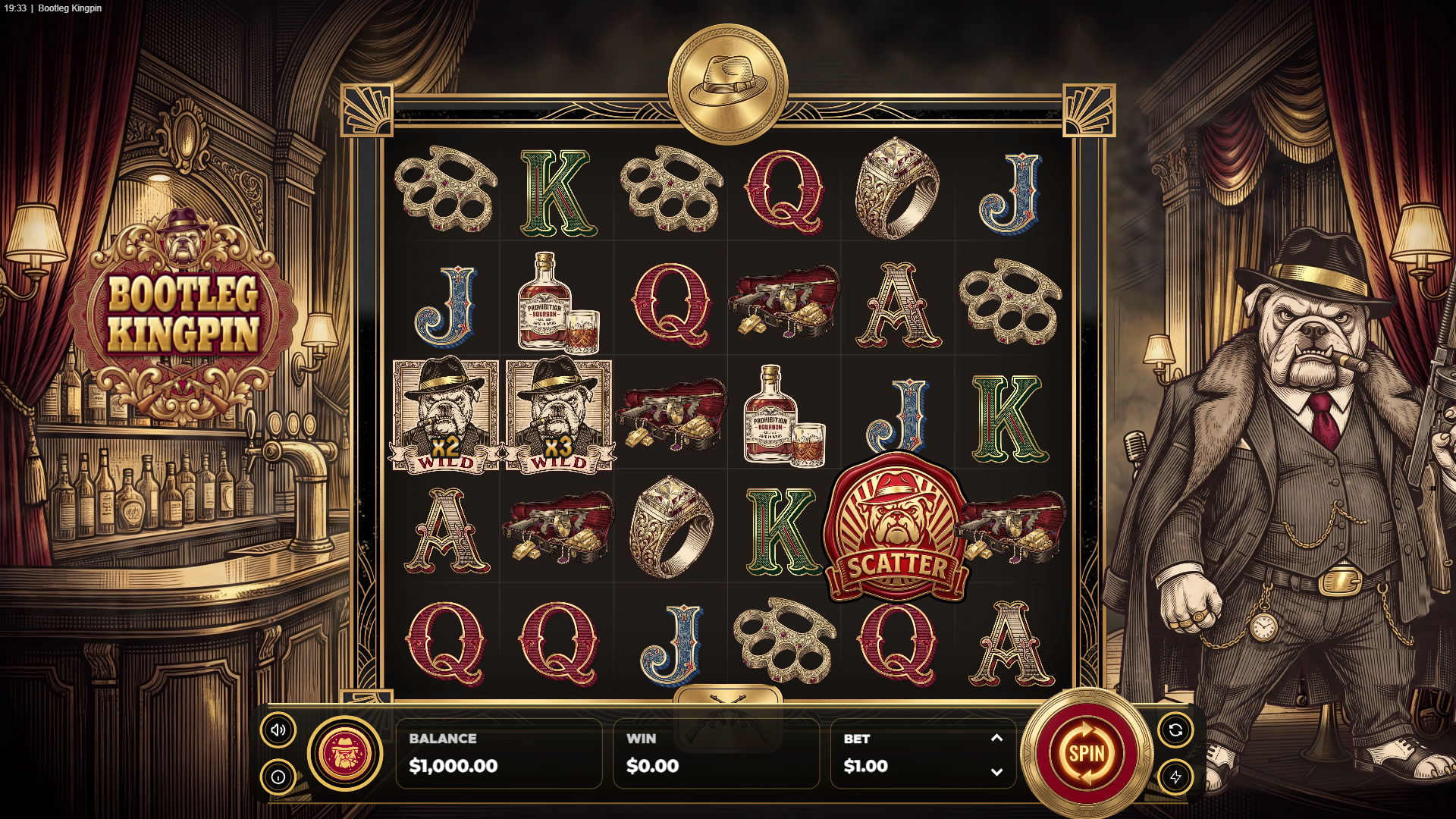 Bootleg Kingpin slot gameplay reels
