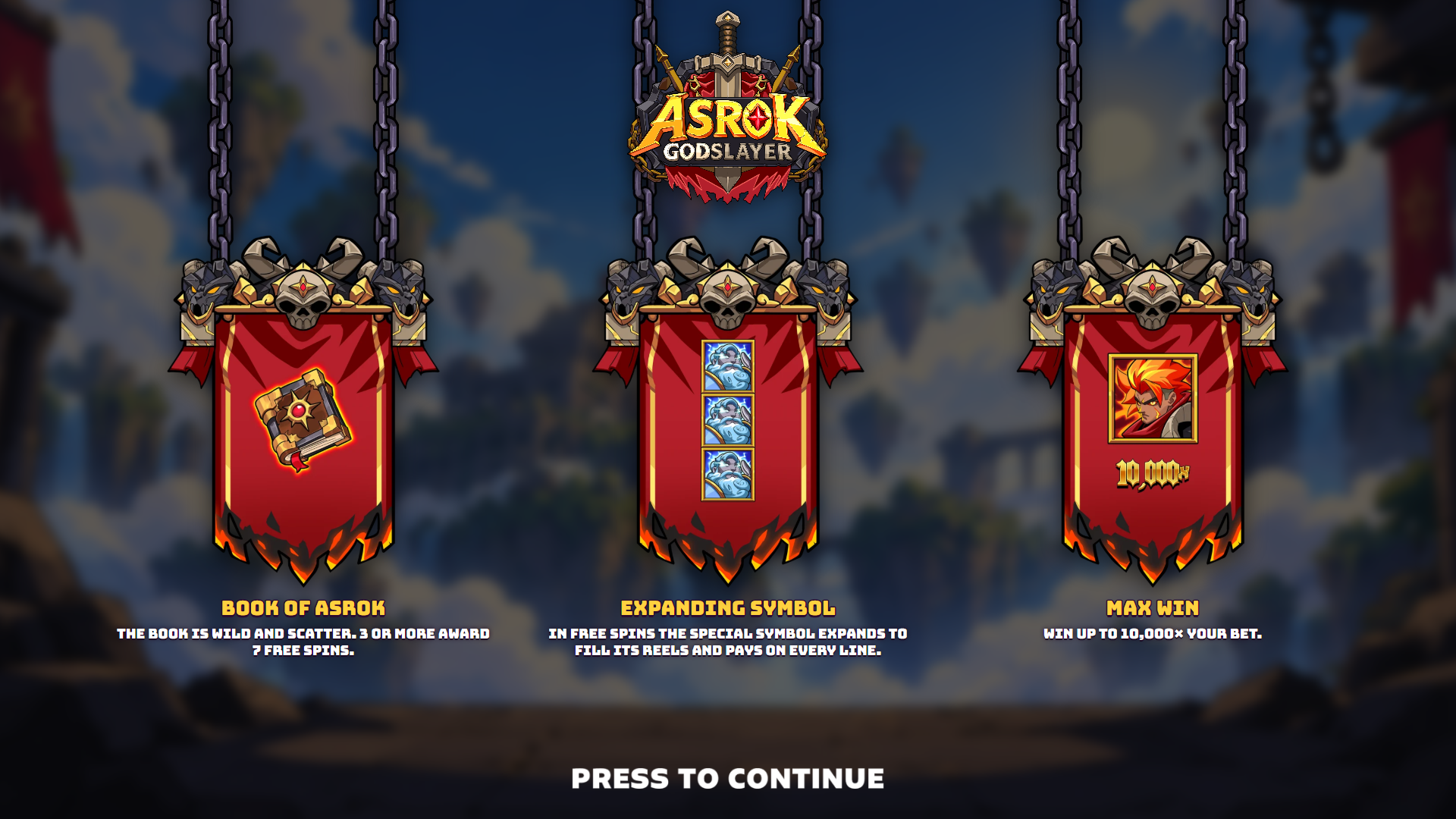Asrok slot intro screen