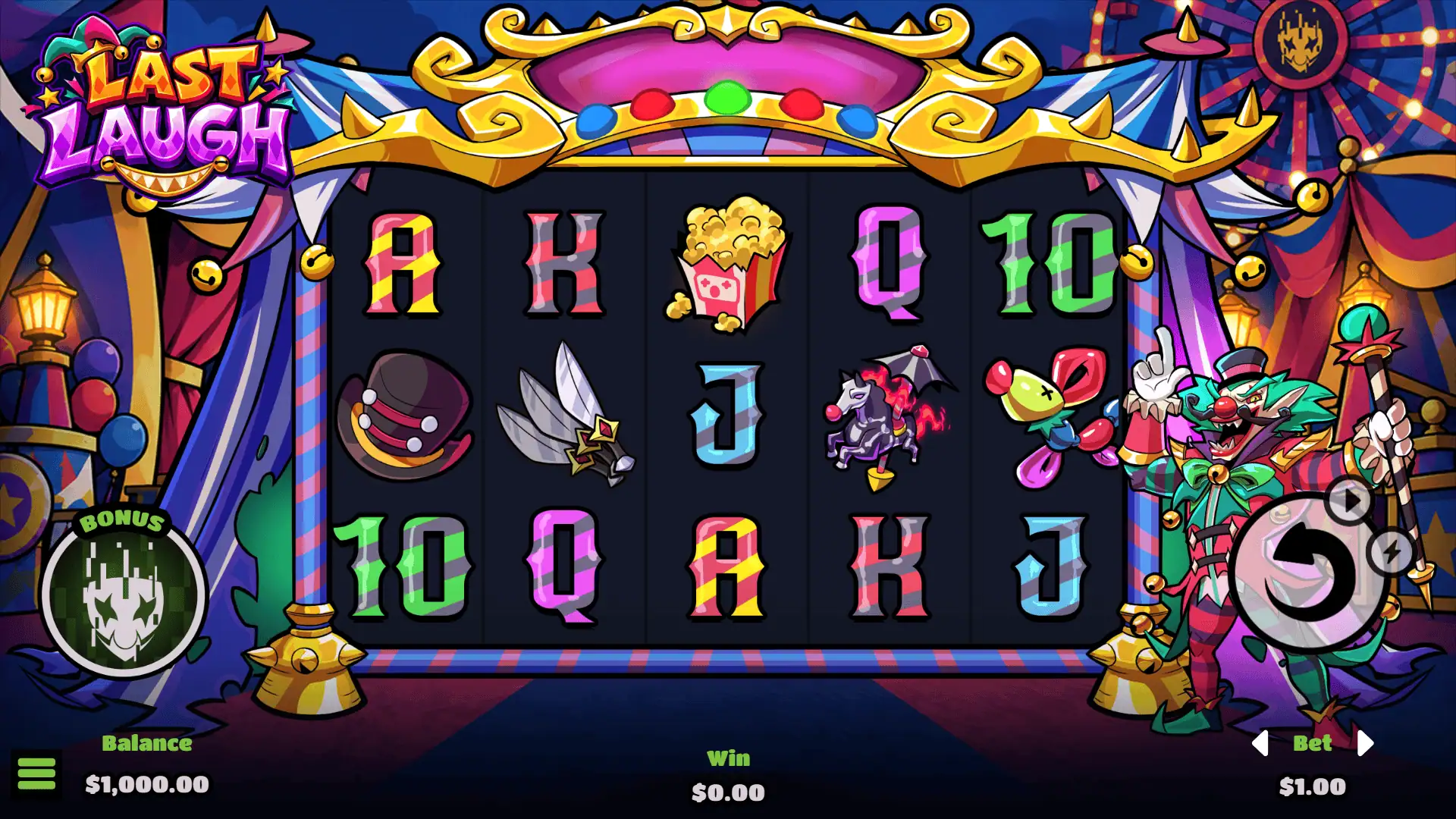Last Laugh slot gameplay reels