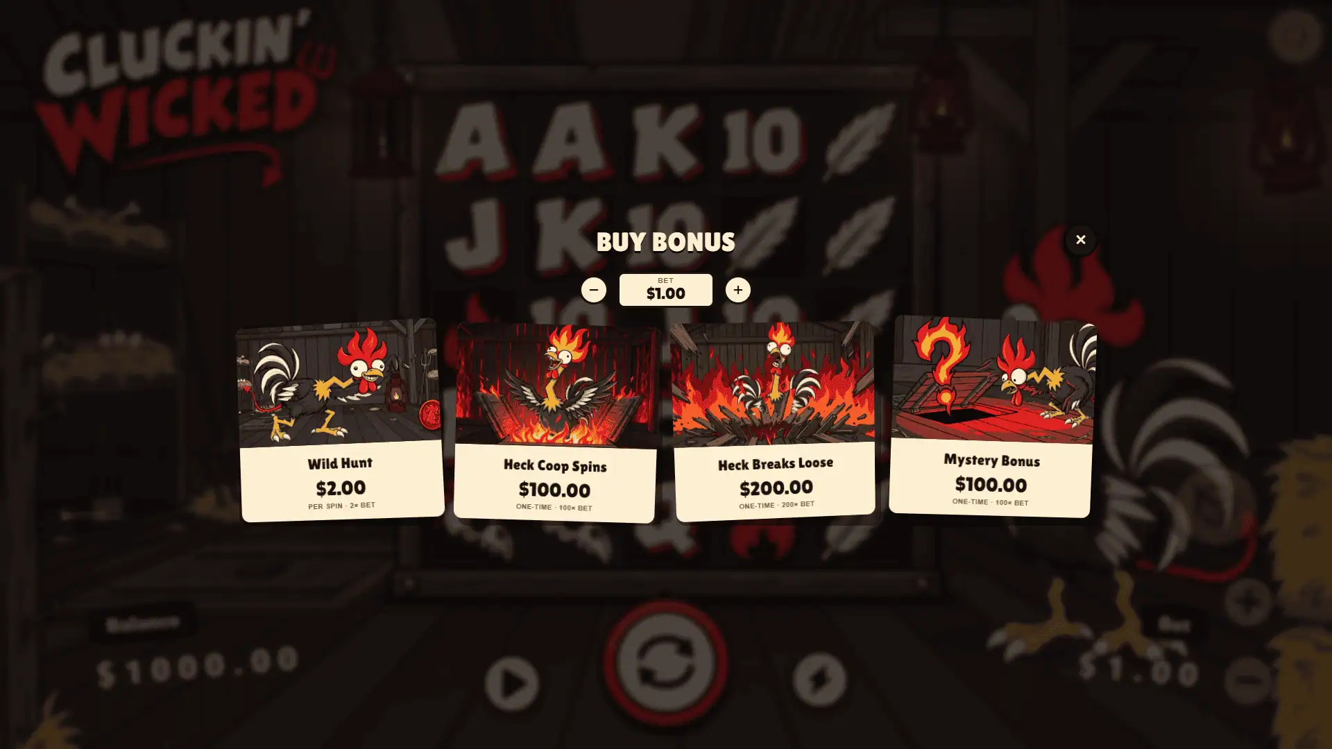 Cluckin Wicked bonus buy menu