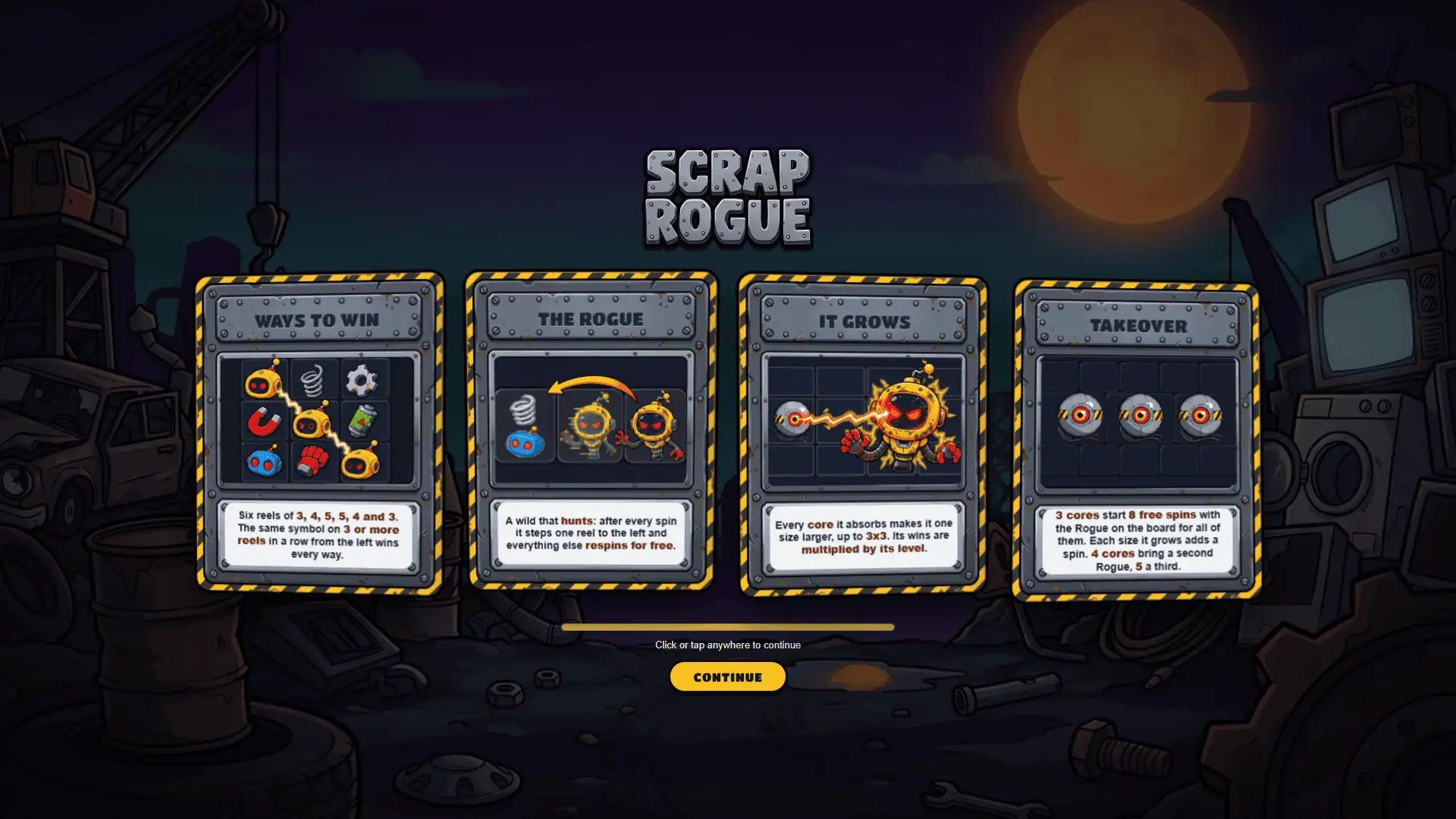 Scrap Rogue slot intro screen