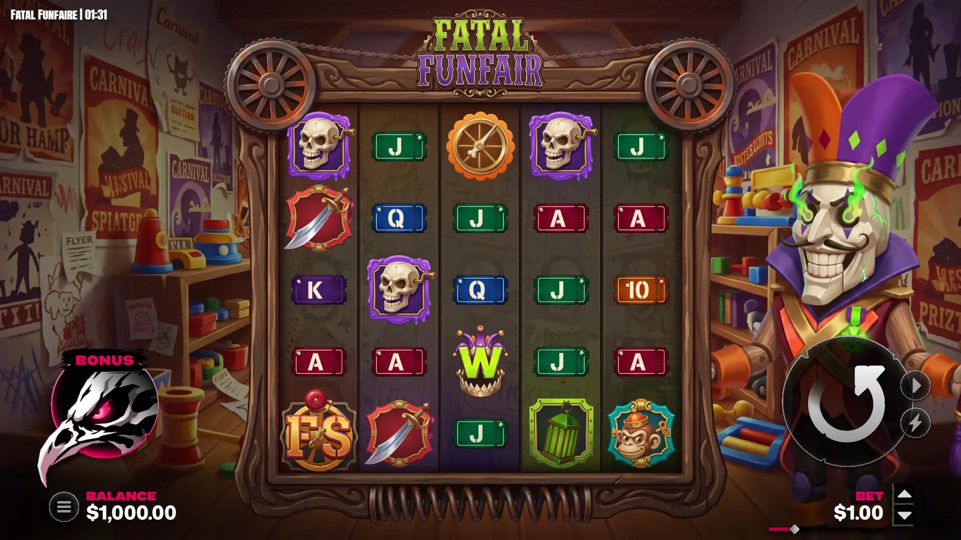 Fatal Funfair slot gameplay reels