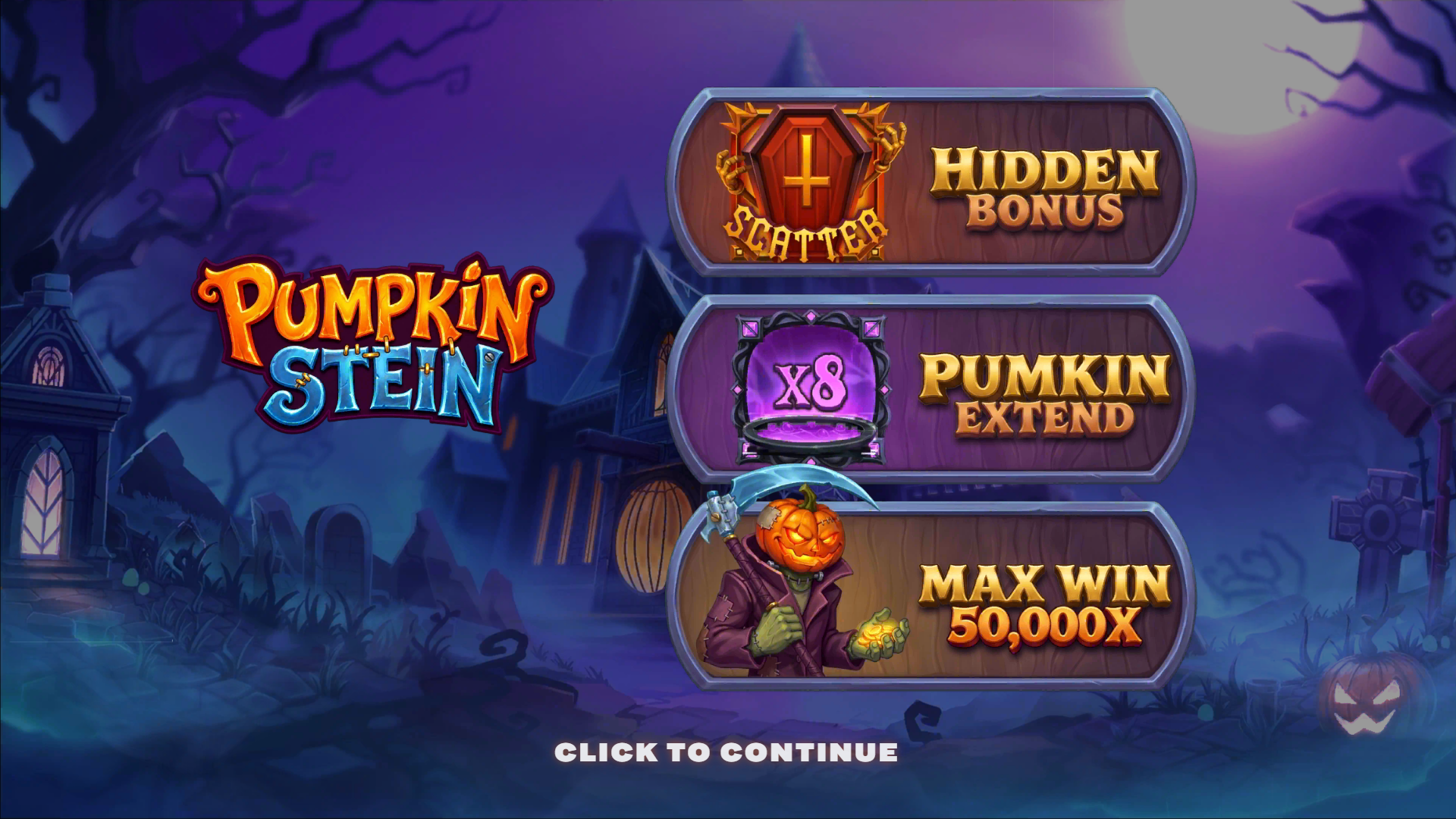 Pumpkinstein slot intro screen