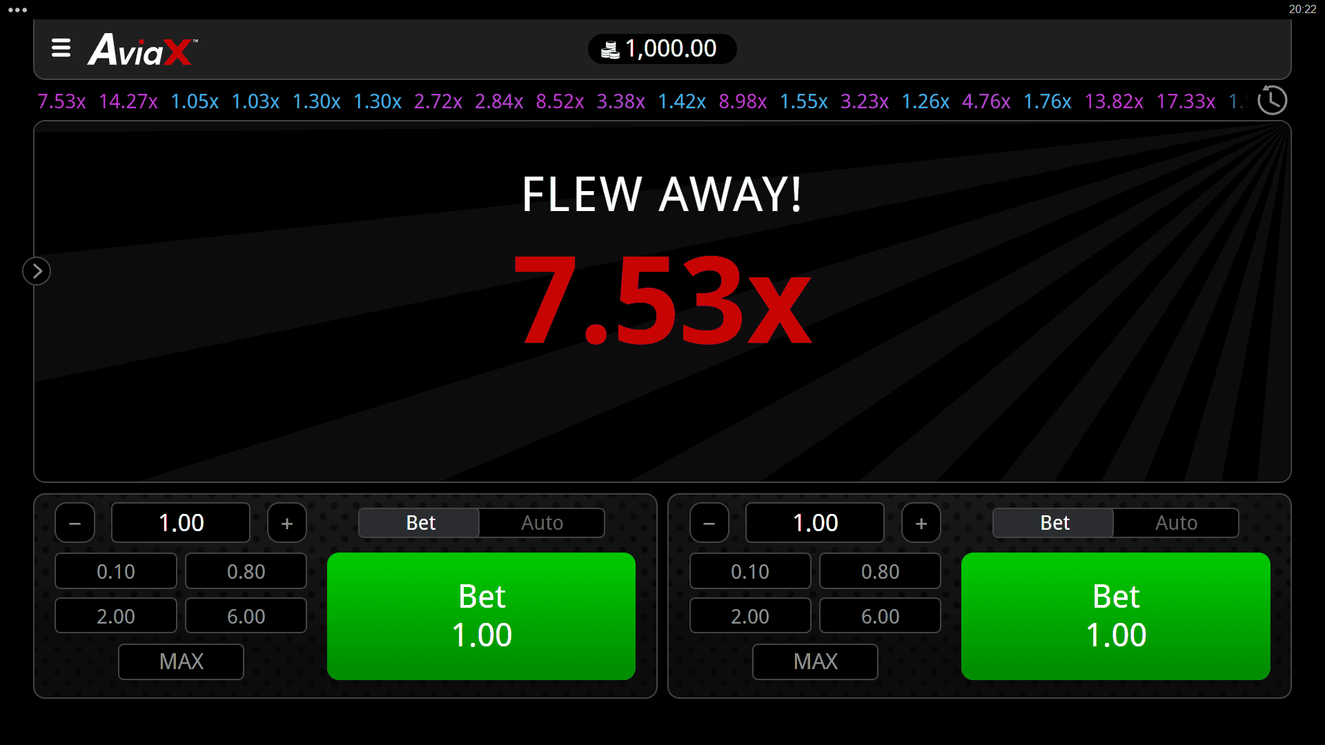 AviaX slot gameplay reels