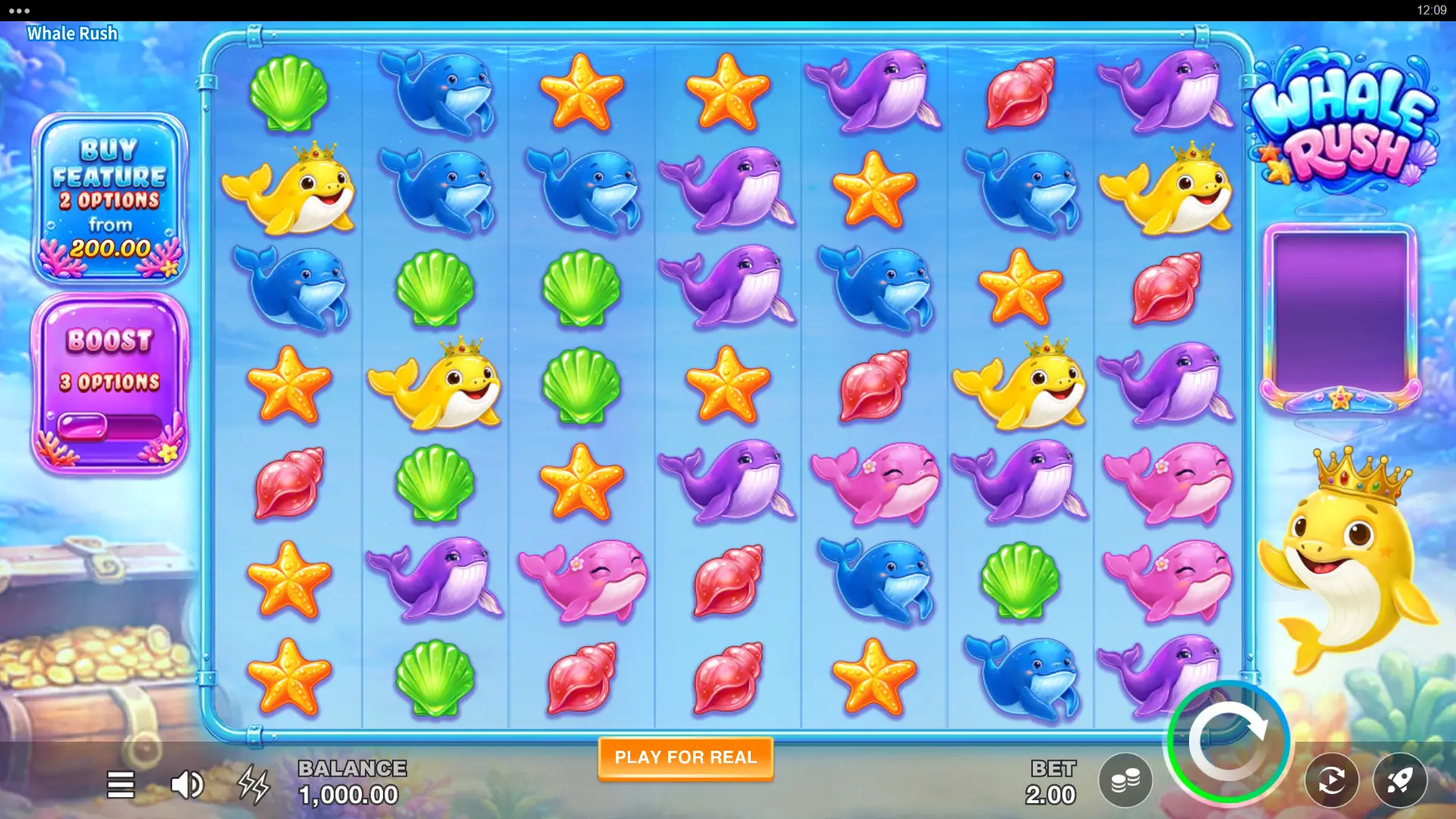 Whale Rush slot gameplay reels