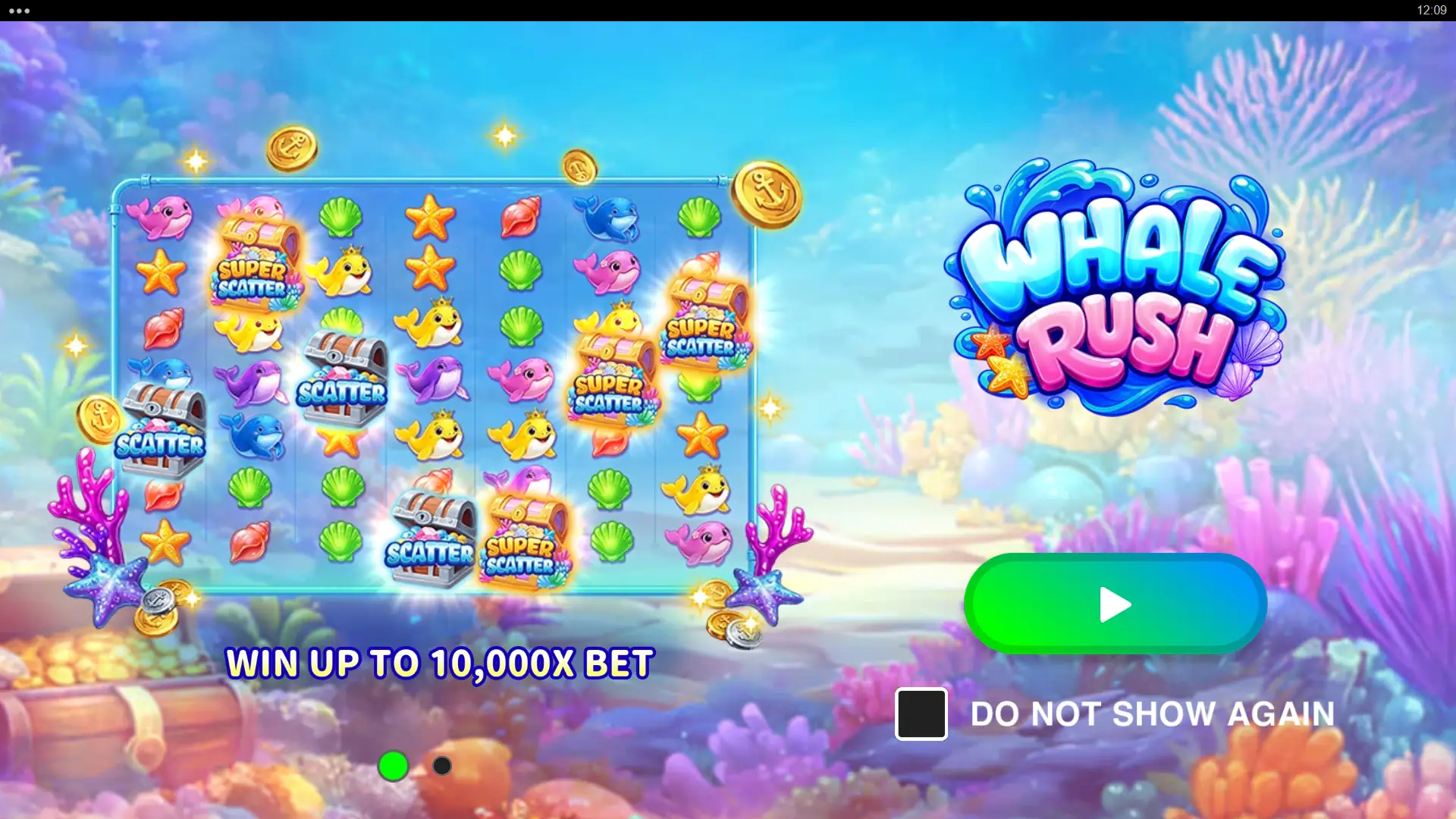 Whale Rush slot intro screen