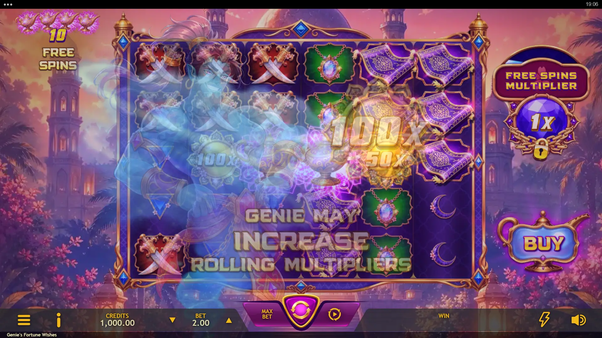 Genie’s Fortune Wishes slot gameplay reels