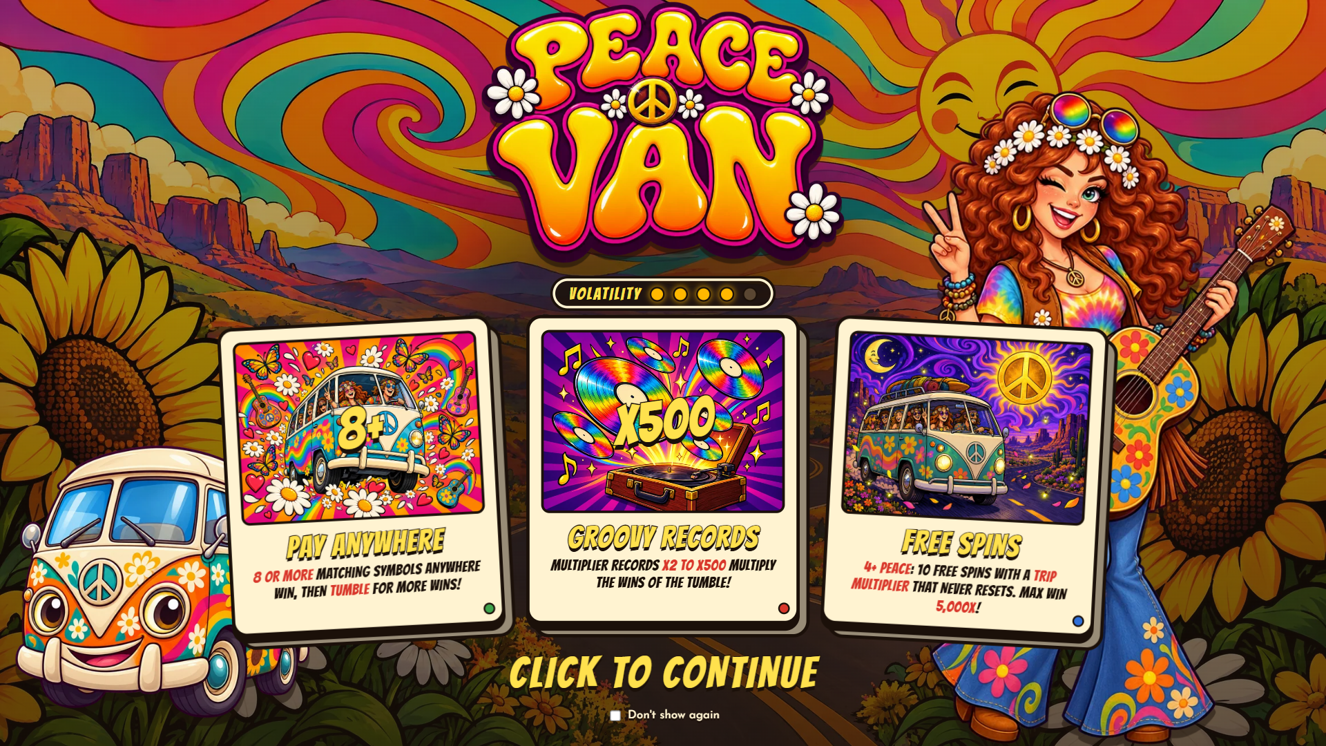 Peace Van slot intro screen