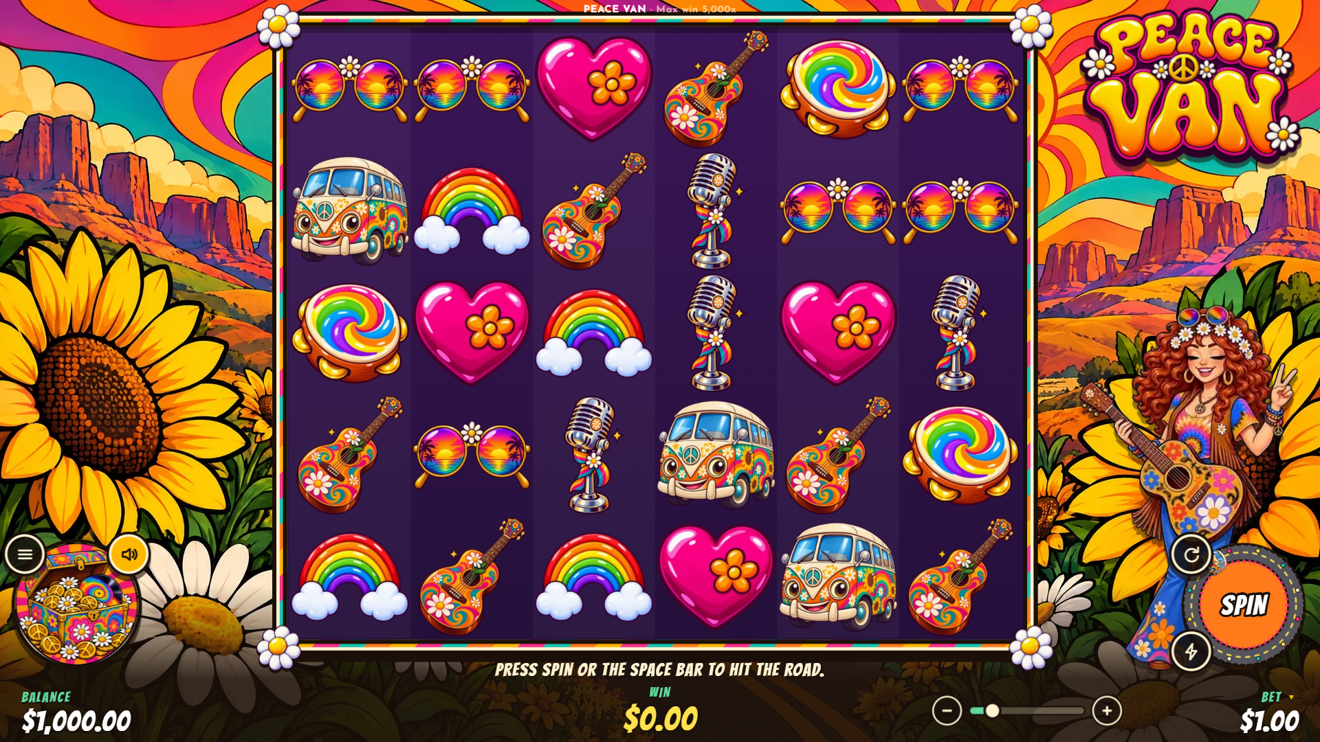 Peace Van slot gameplay reels