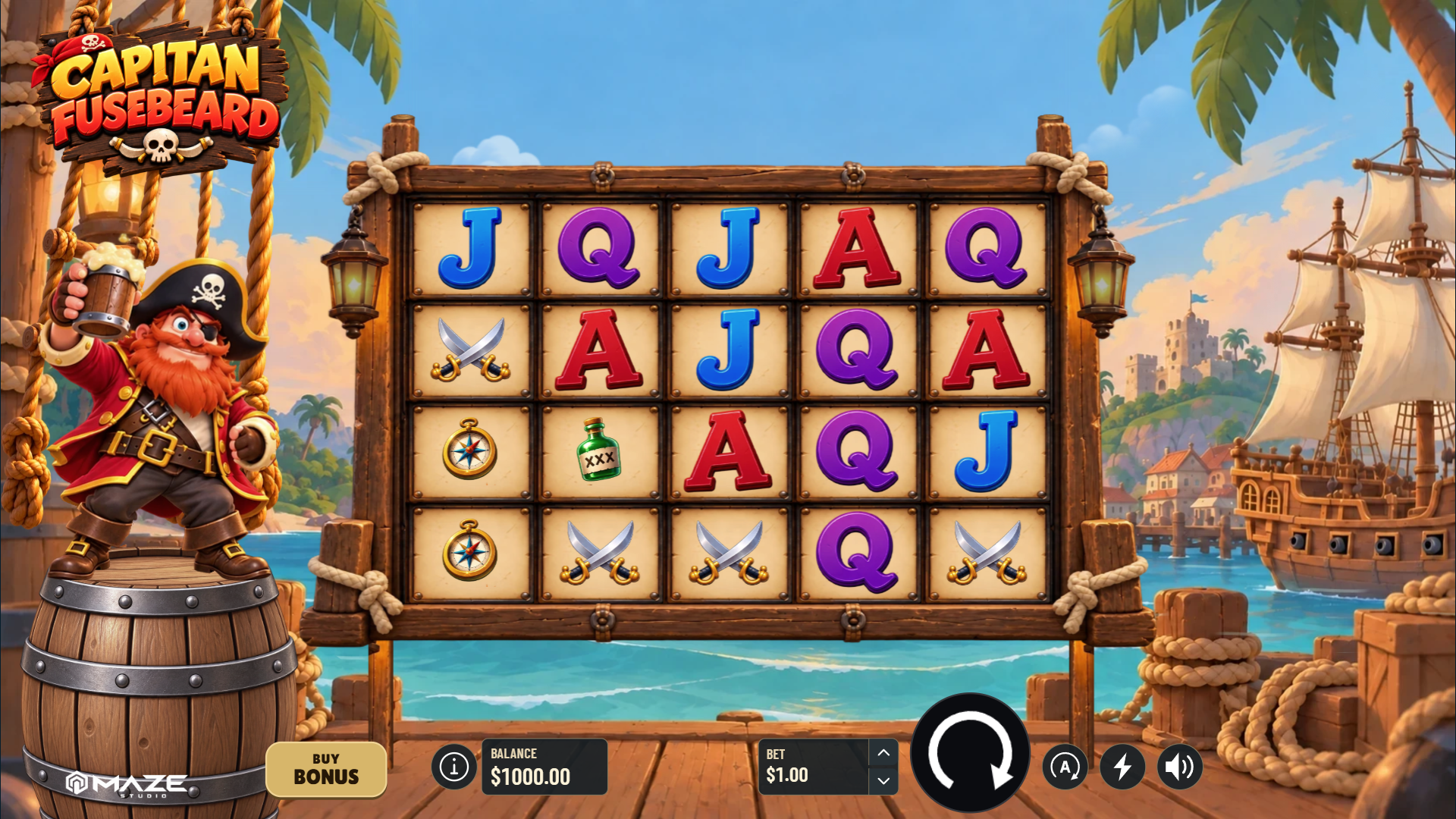 Capitan Fusebeard slot gameplay reels