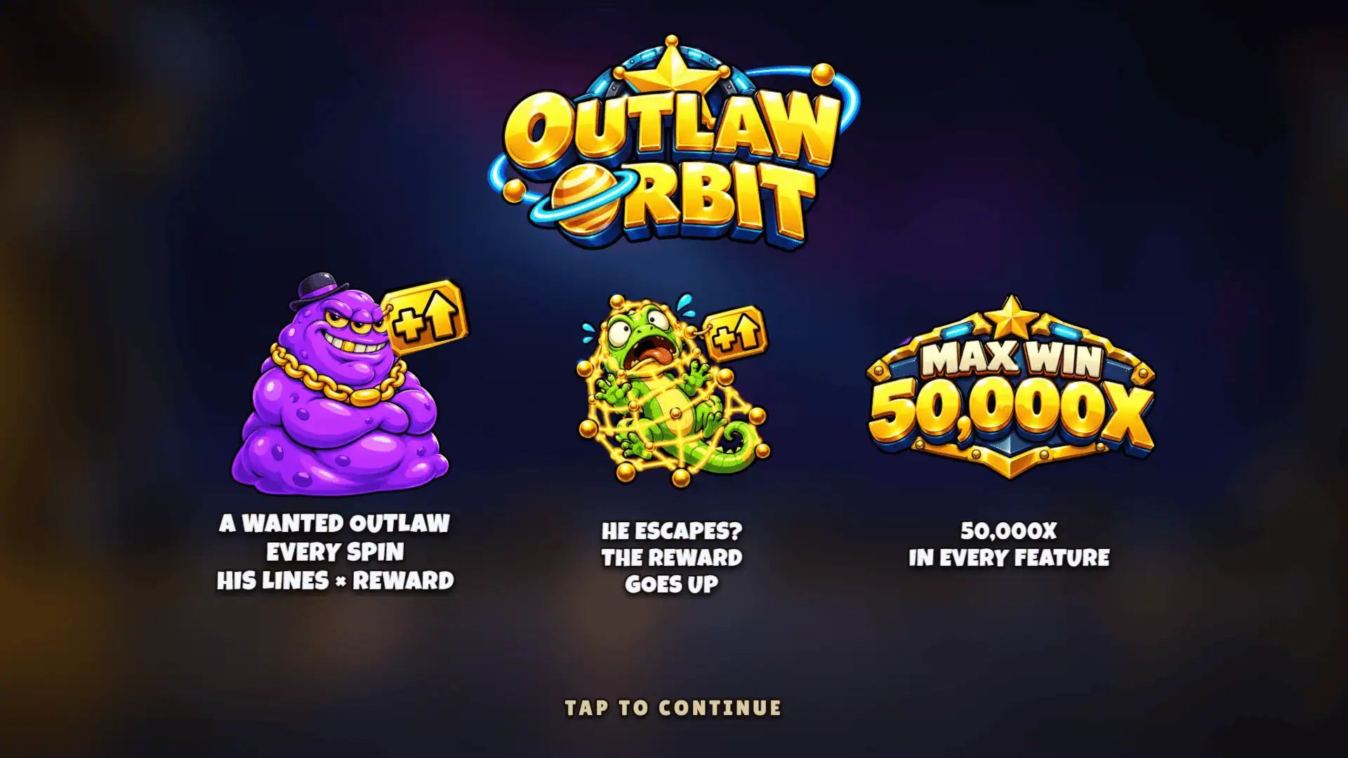 Outlaw Orbit slot intro screen