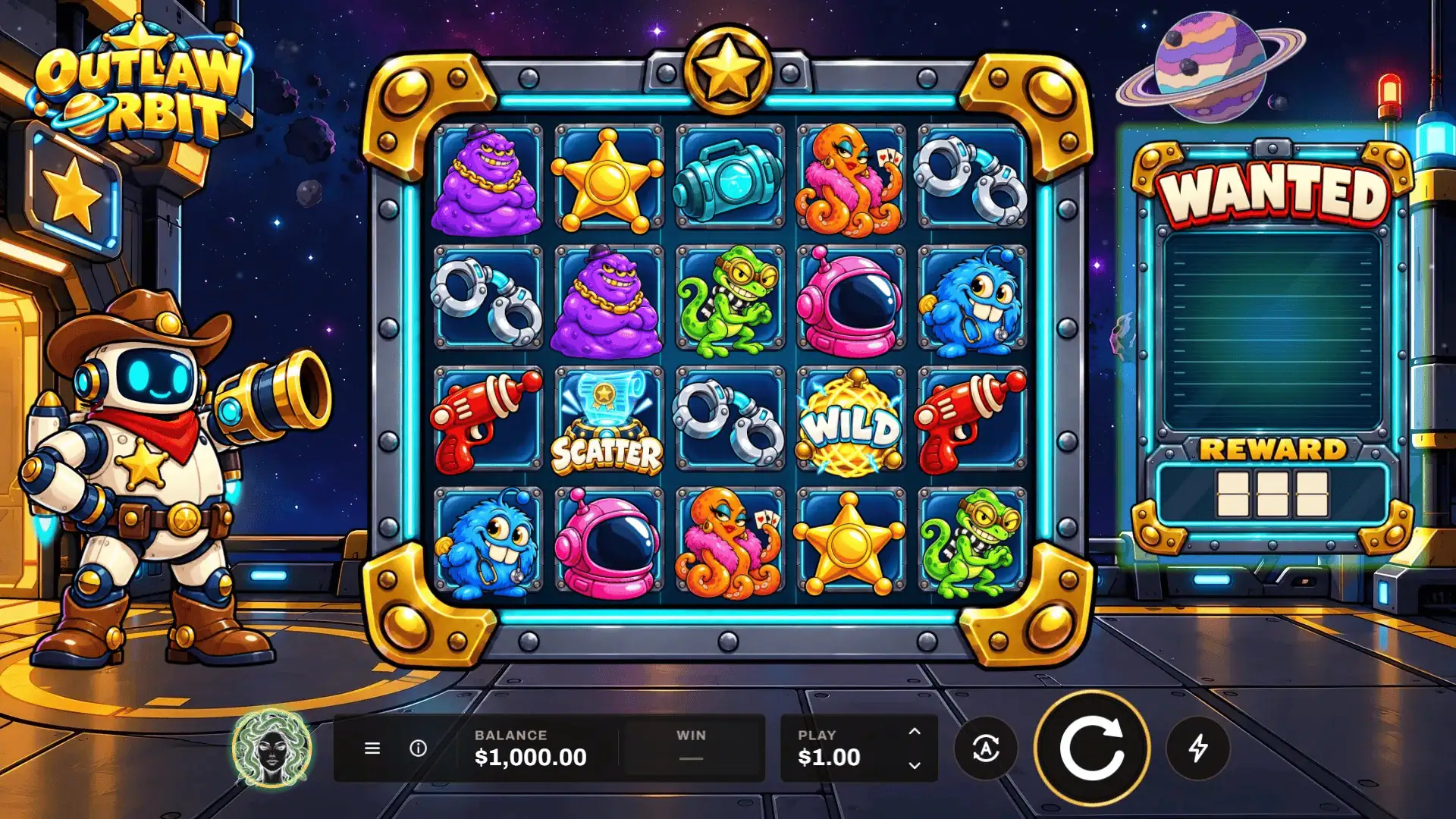 Outlaw Orbit slot gameplay reels