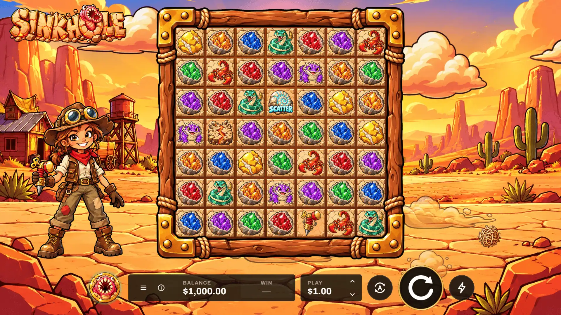 Sinkhole slot gameplay reels