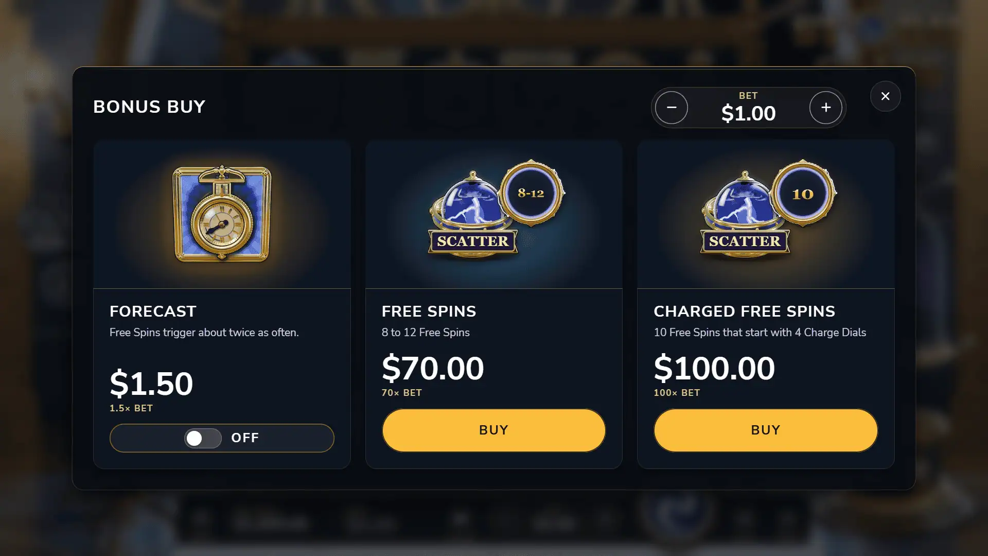 Stormglass bonus buy menu