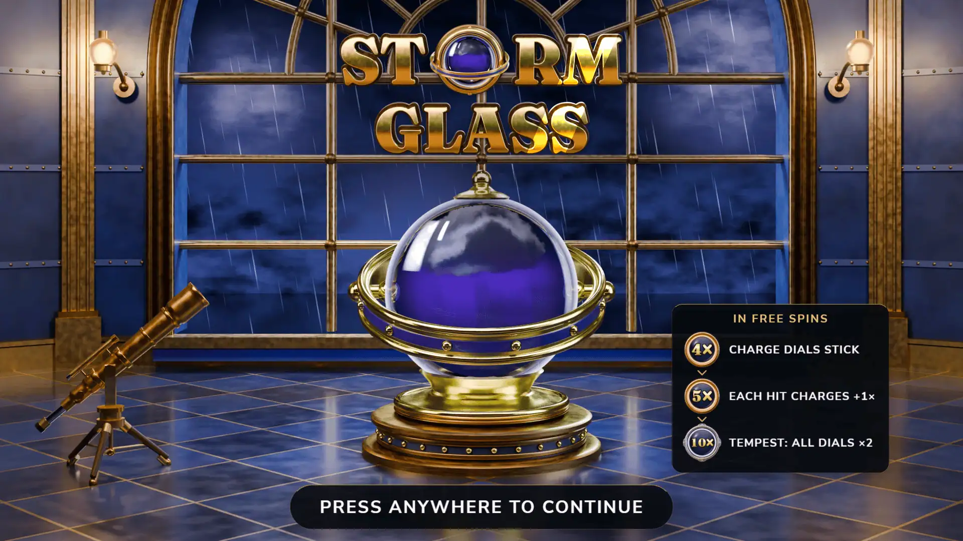 Stormglass slot intro screen