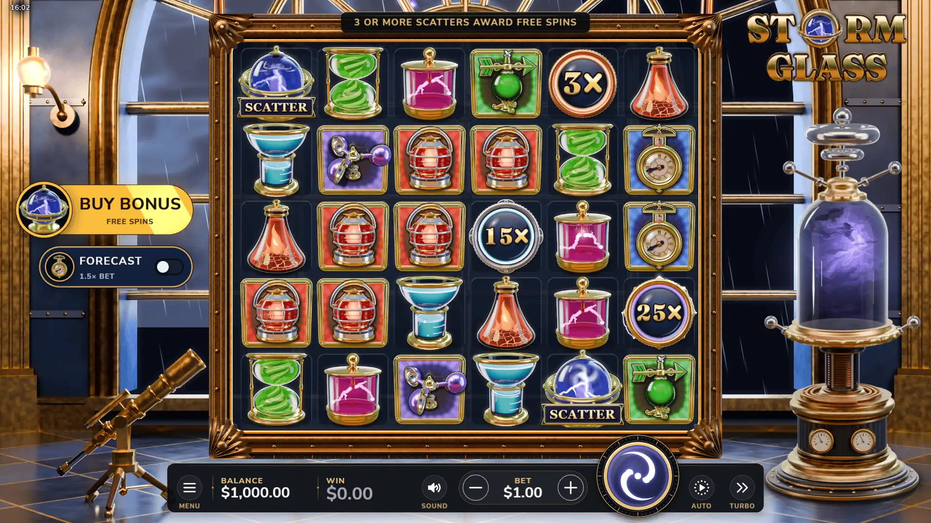 Stormglass slot gameplay reels