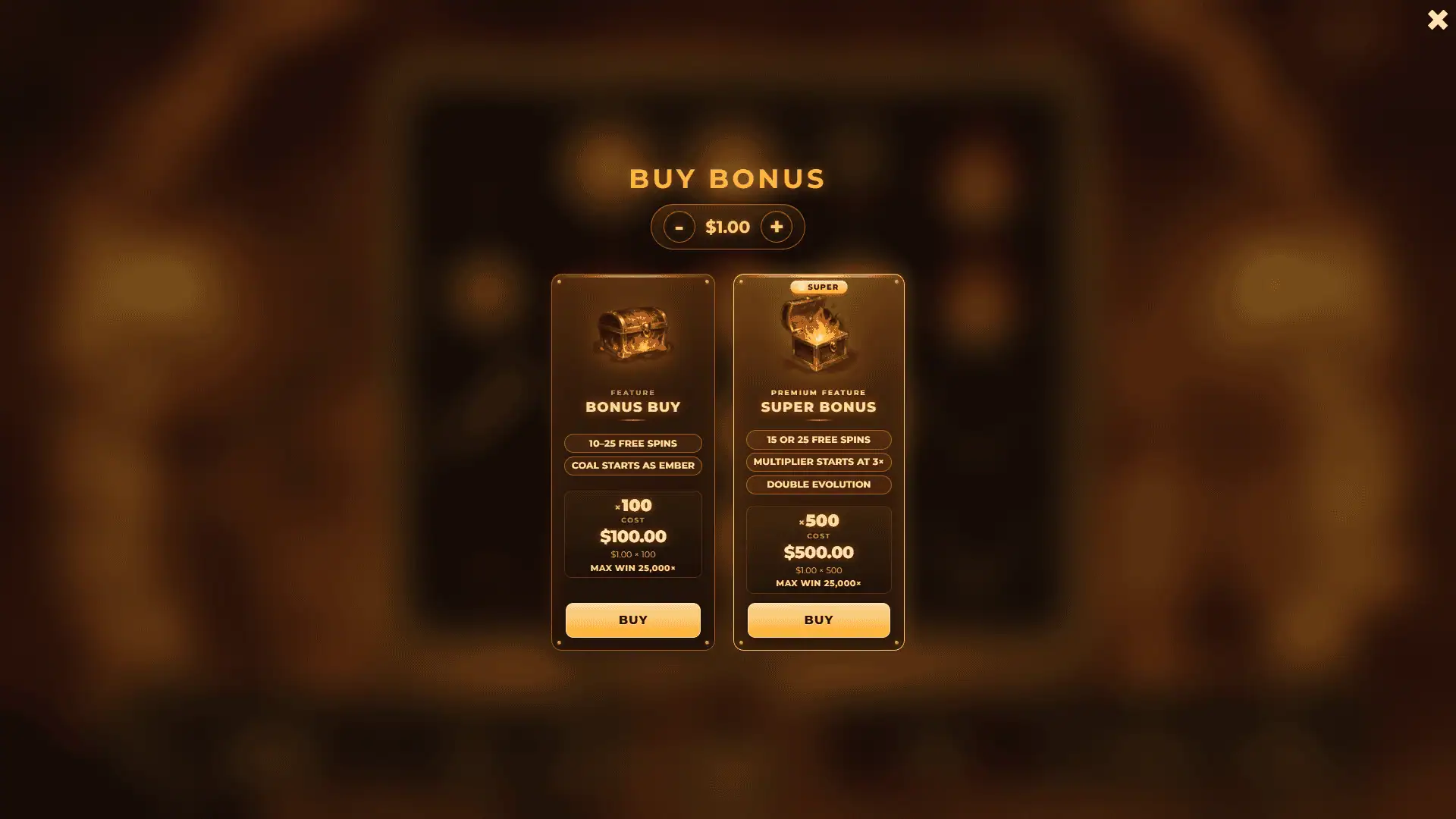 Ember Ascension bonus buy menu