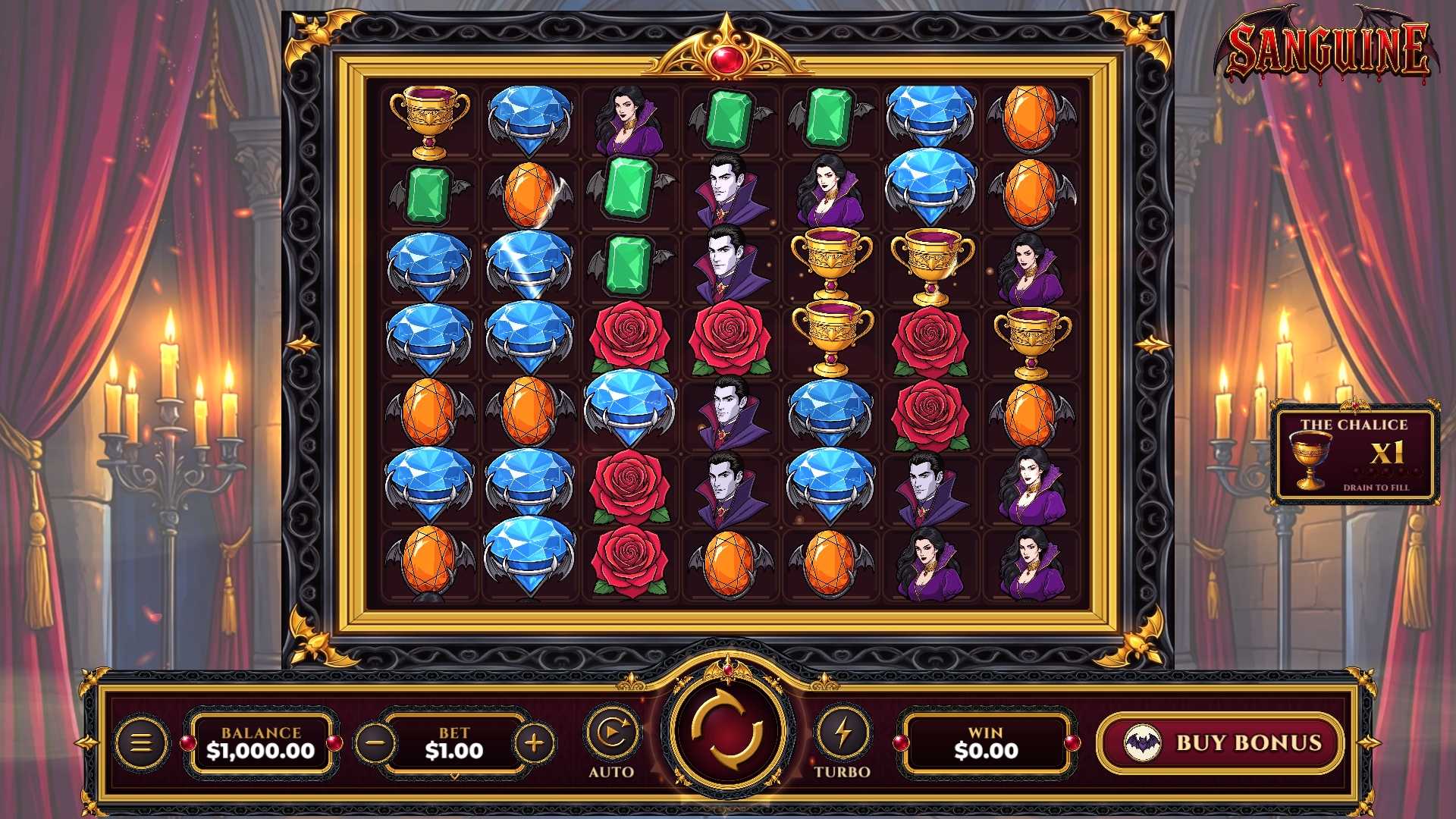 Sanguine slot gameplay reels