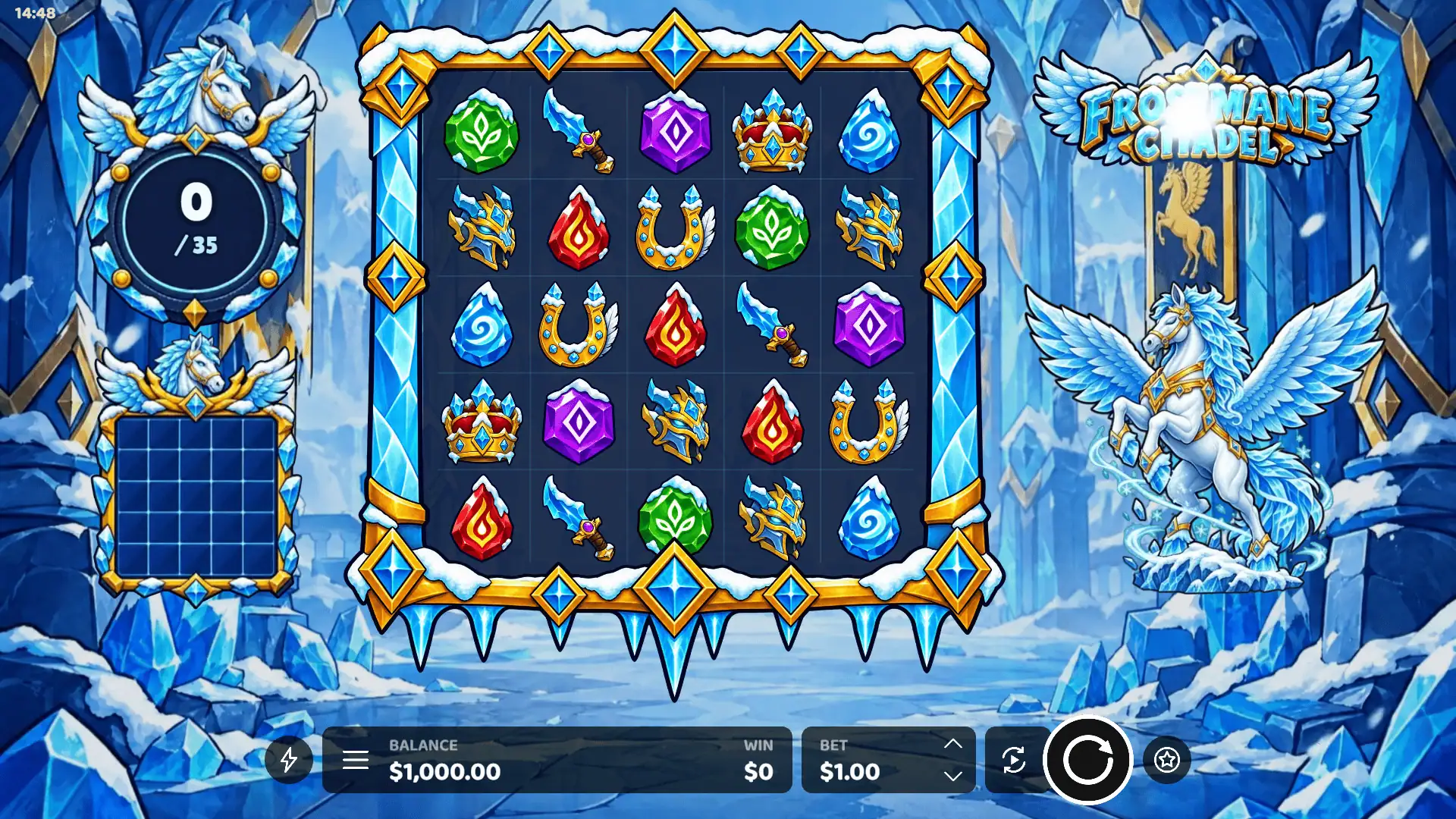 Frostmane Citadel slot gameplay reels