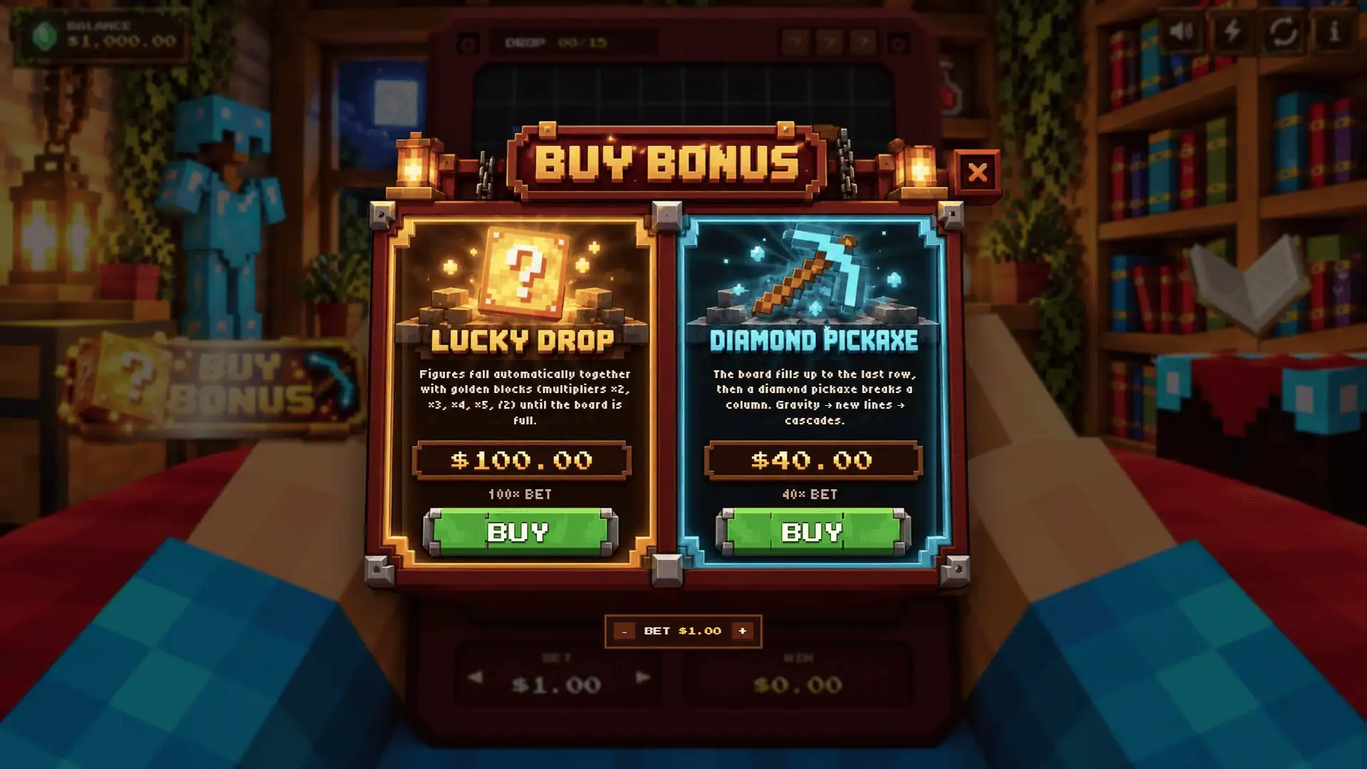 Mine Block bonus buy menu