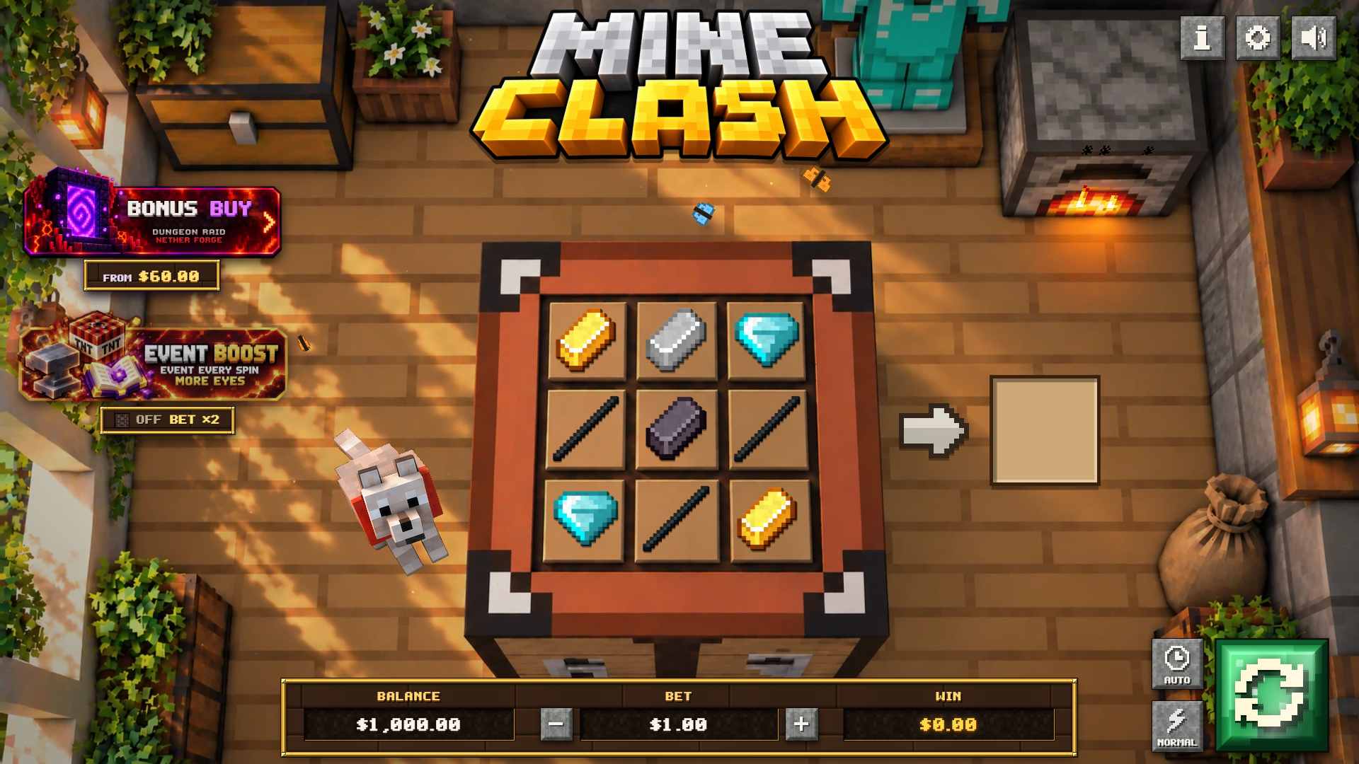 Mine Clash slot gameplay reels