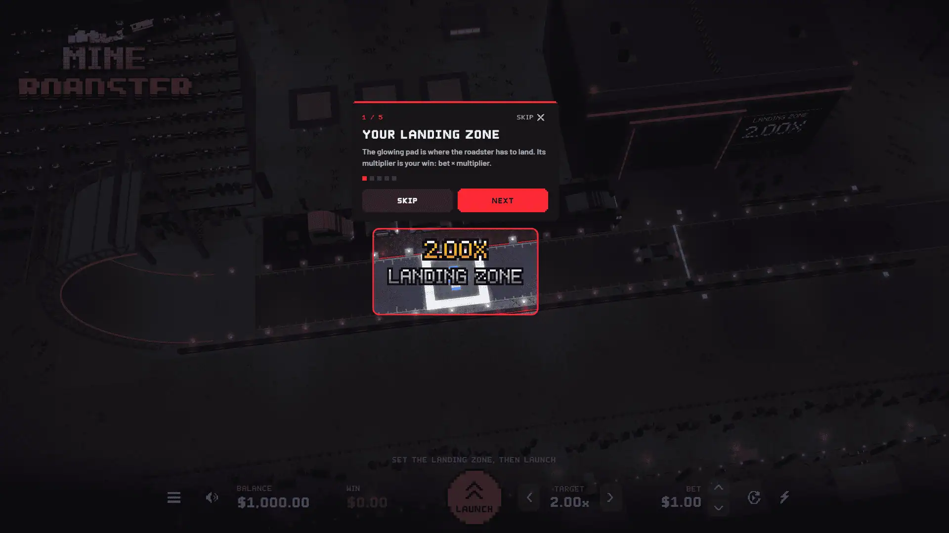 Mine Roadster slot intro screen