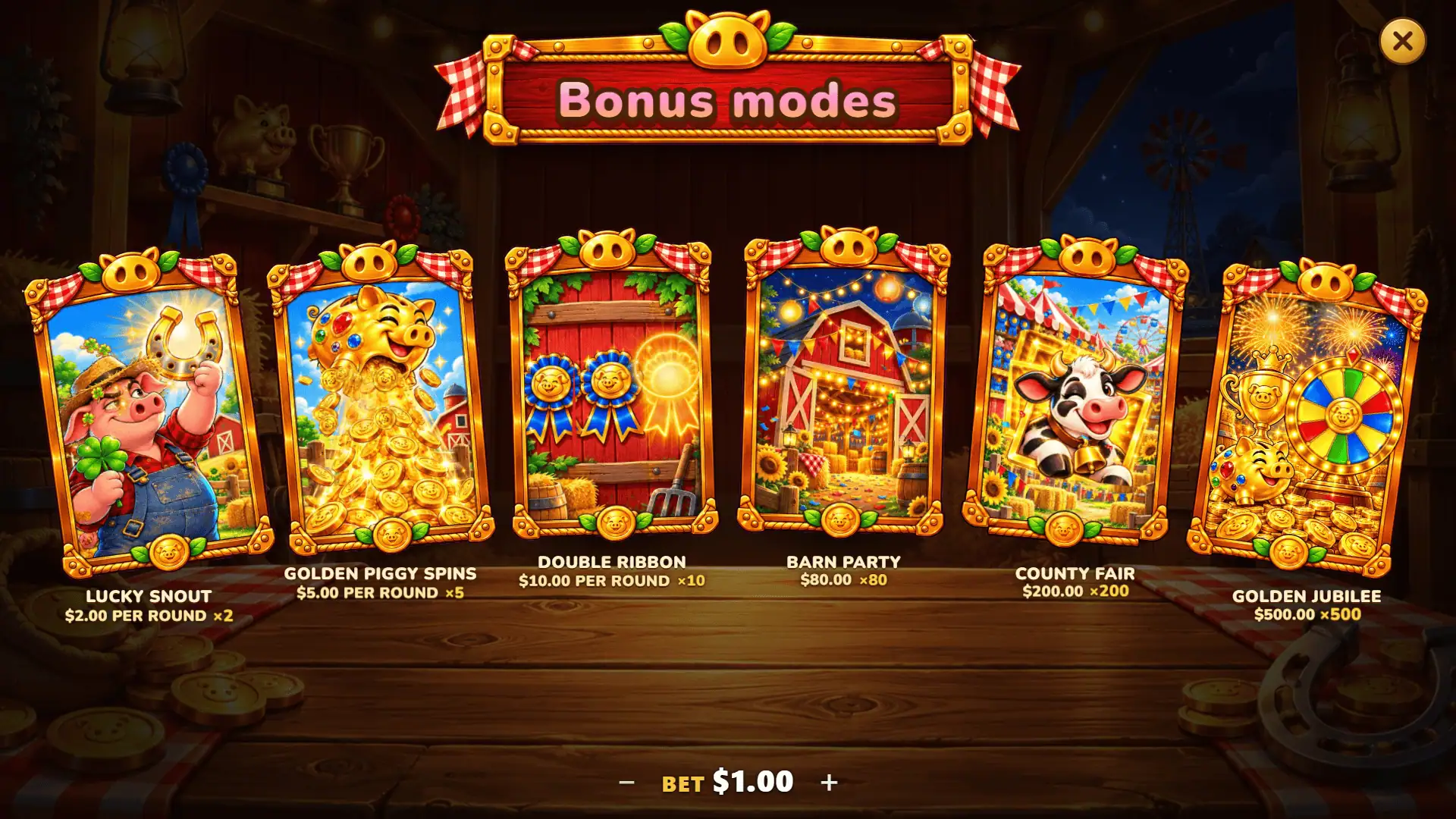 PayPig Ranch bonus buy menu