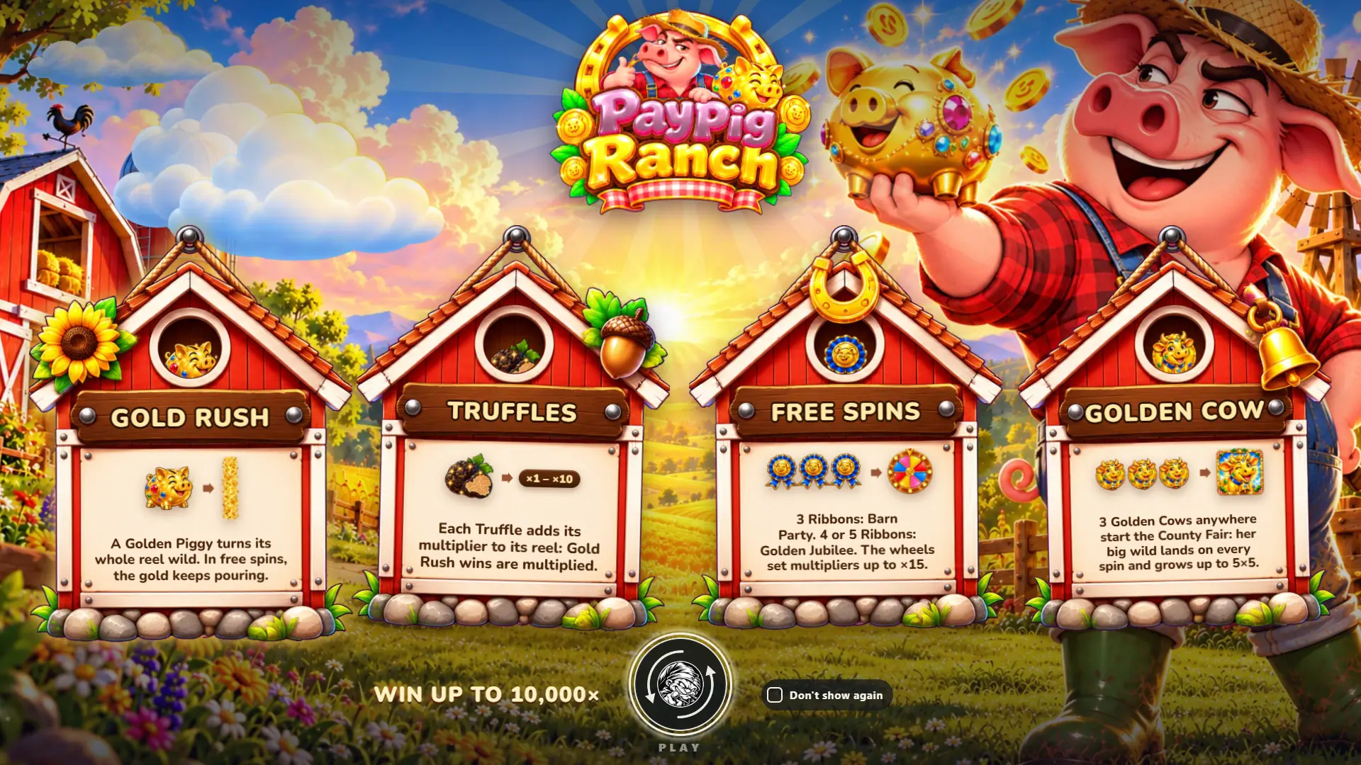 PayPig Ranch slot intro screen