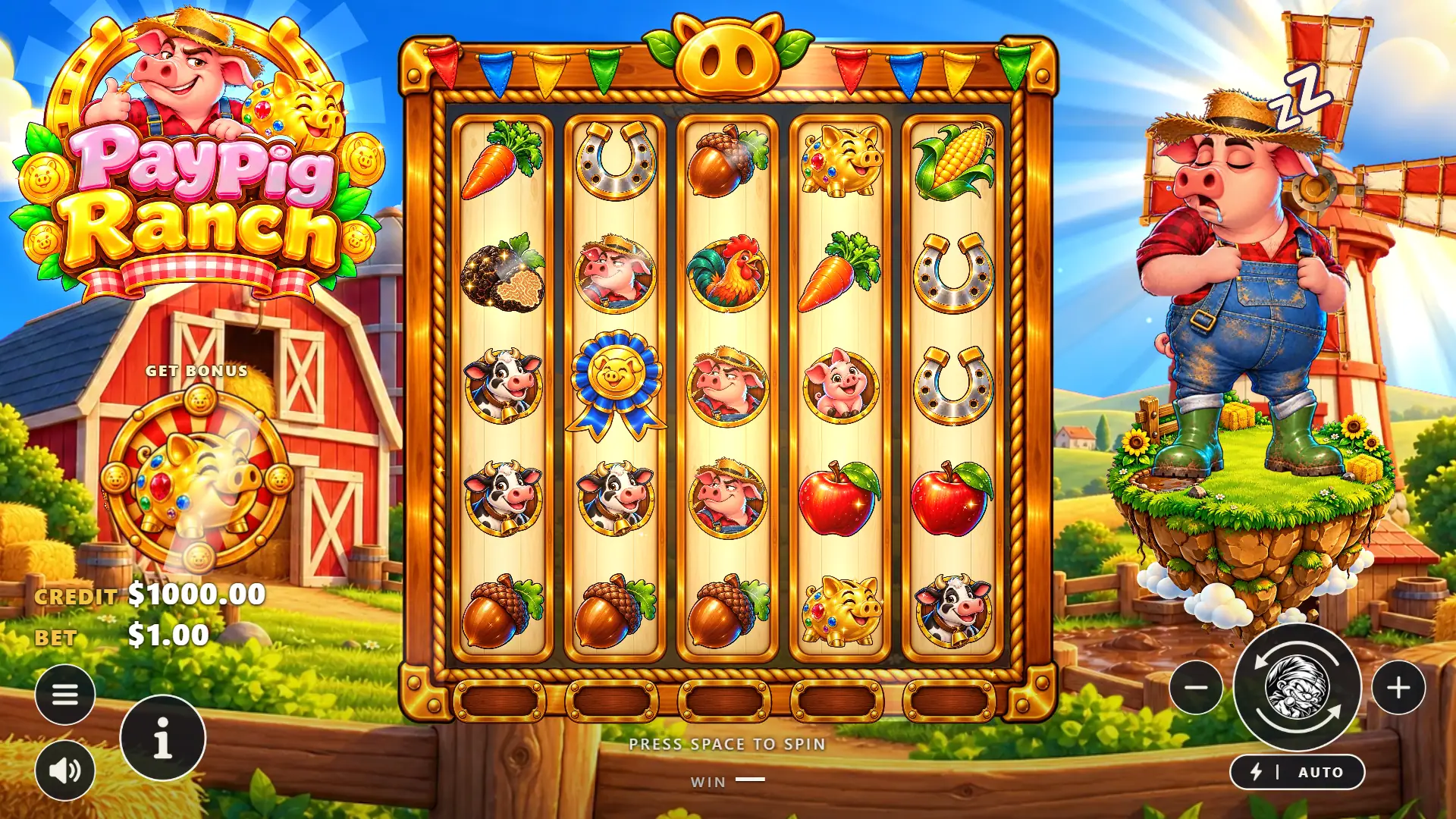 PayPig Ranch slot gameplay reels