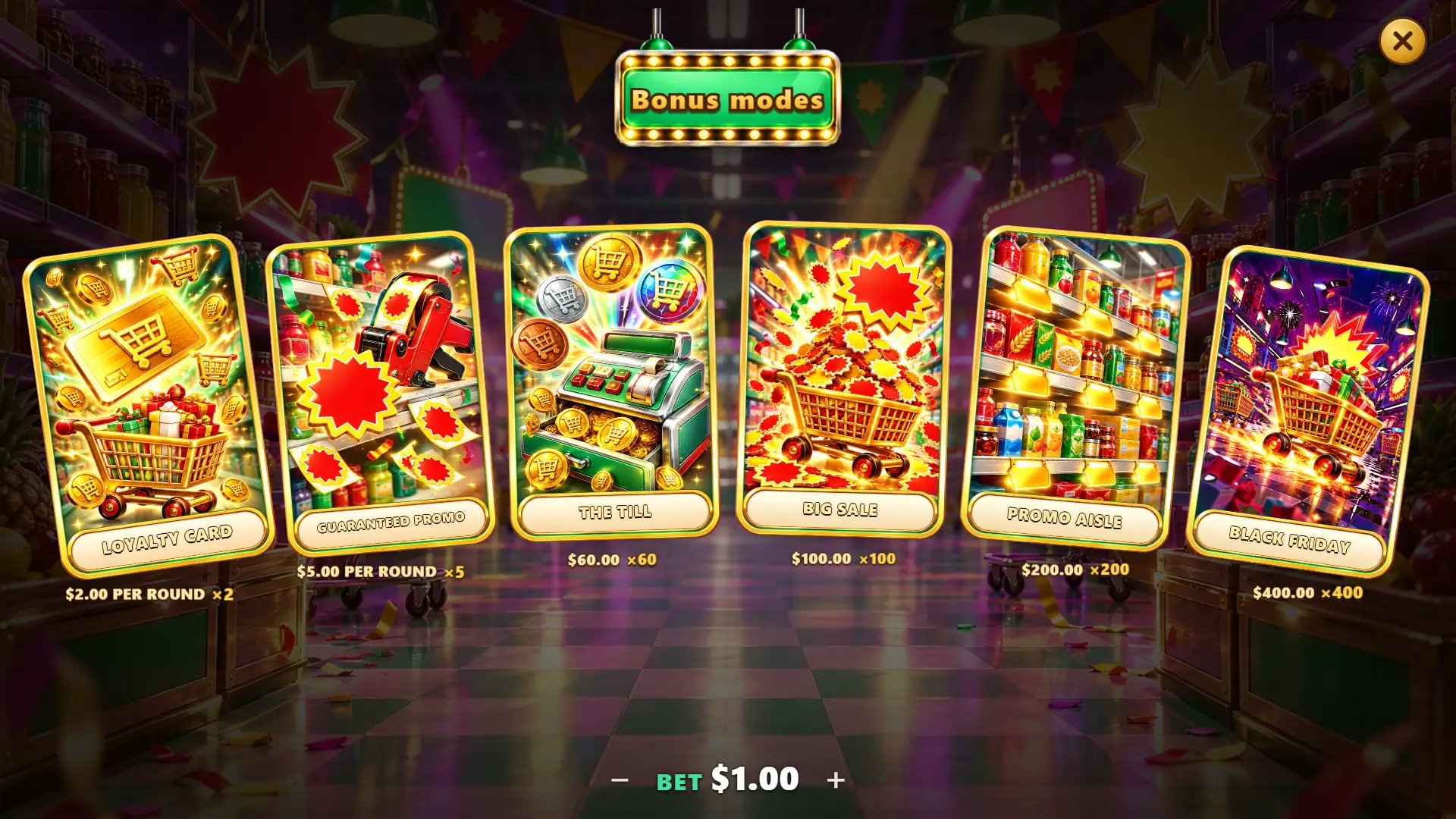 Super Market bonus buy menu