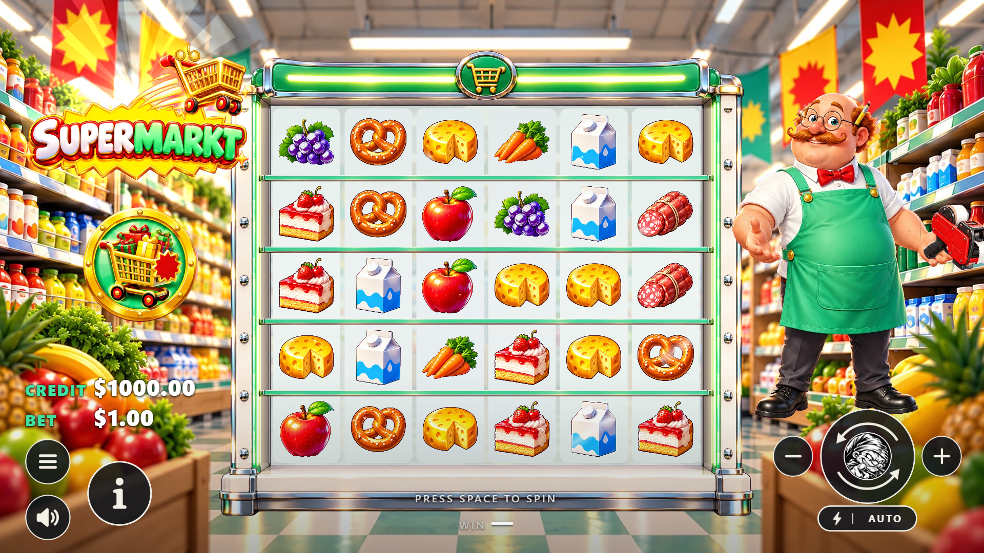 Super Market slot gameplay reels