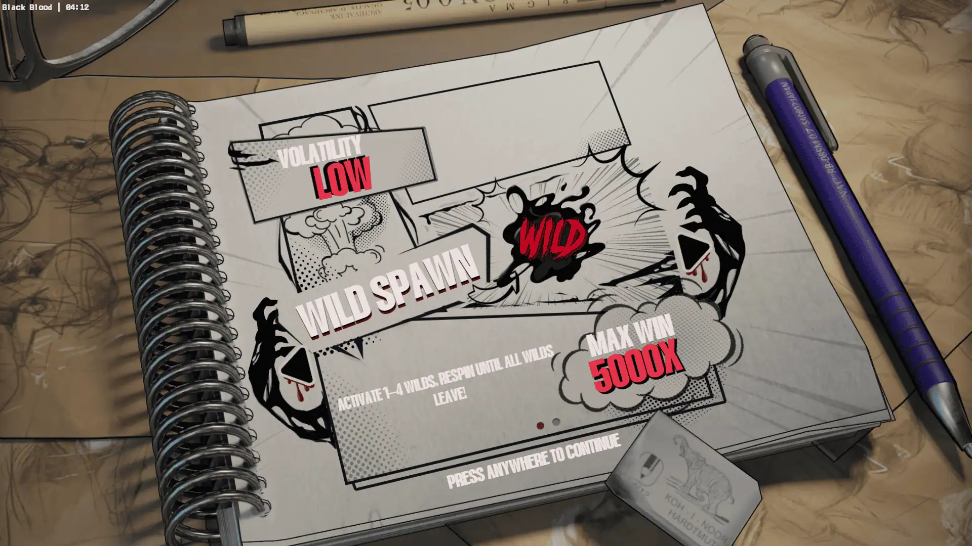 Black Blood slot intro screen
