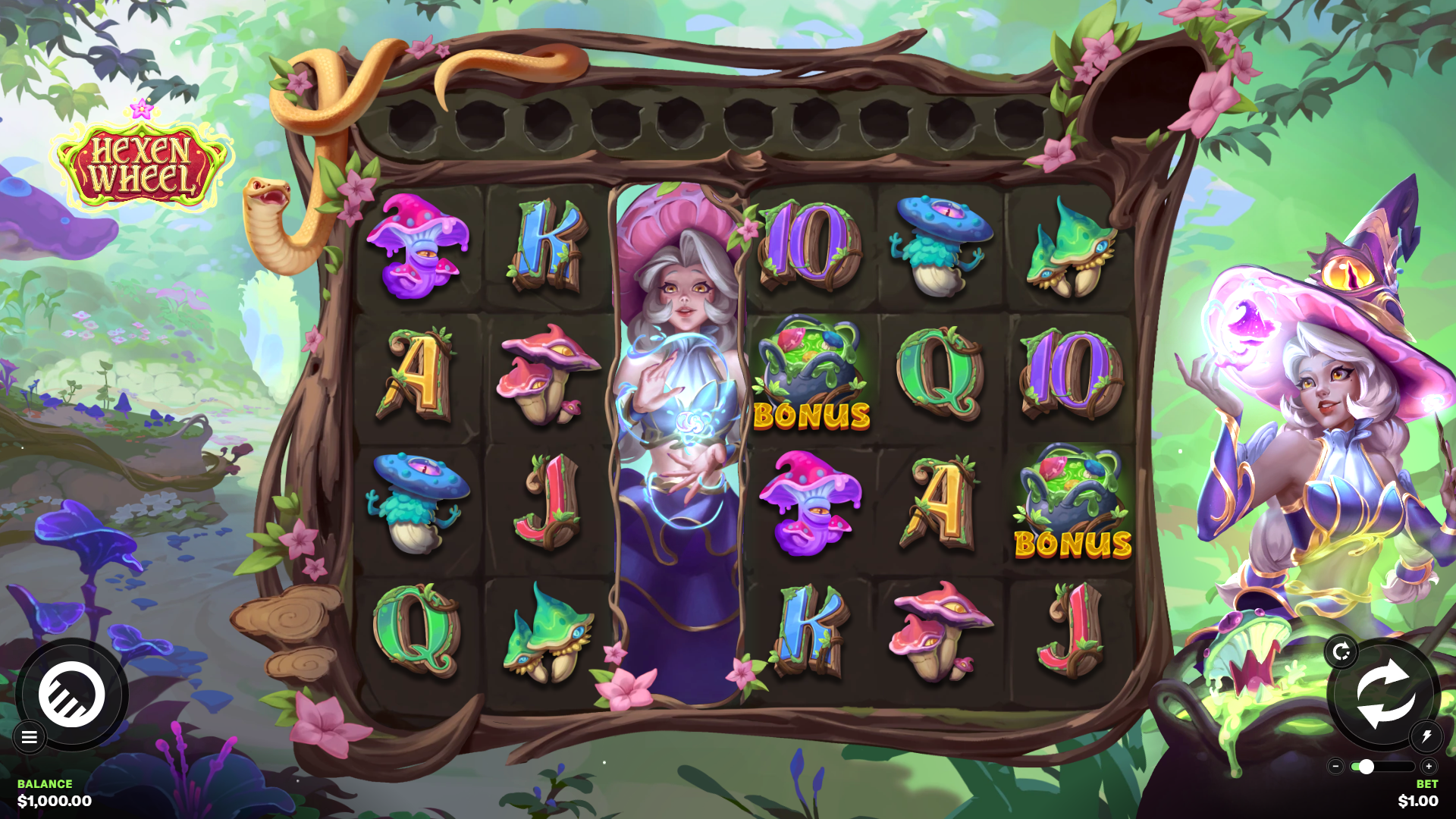 Hexen Wheel slot gameplay reels