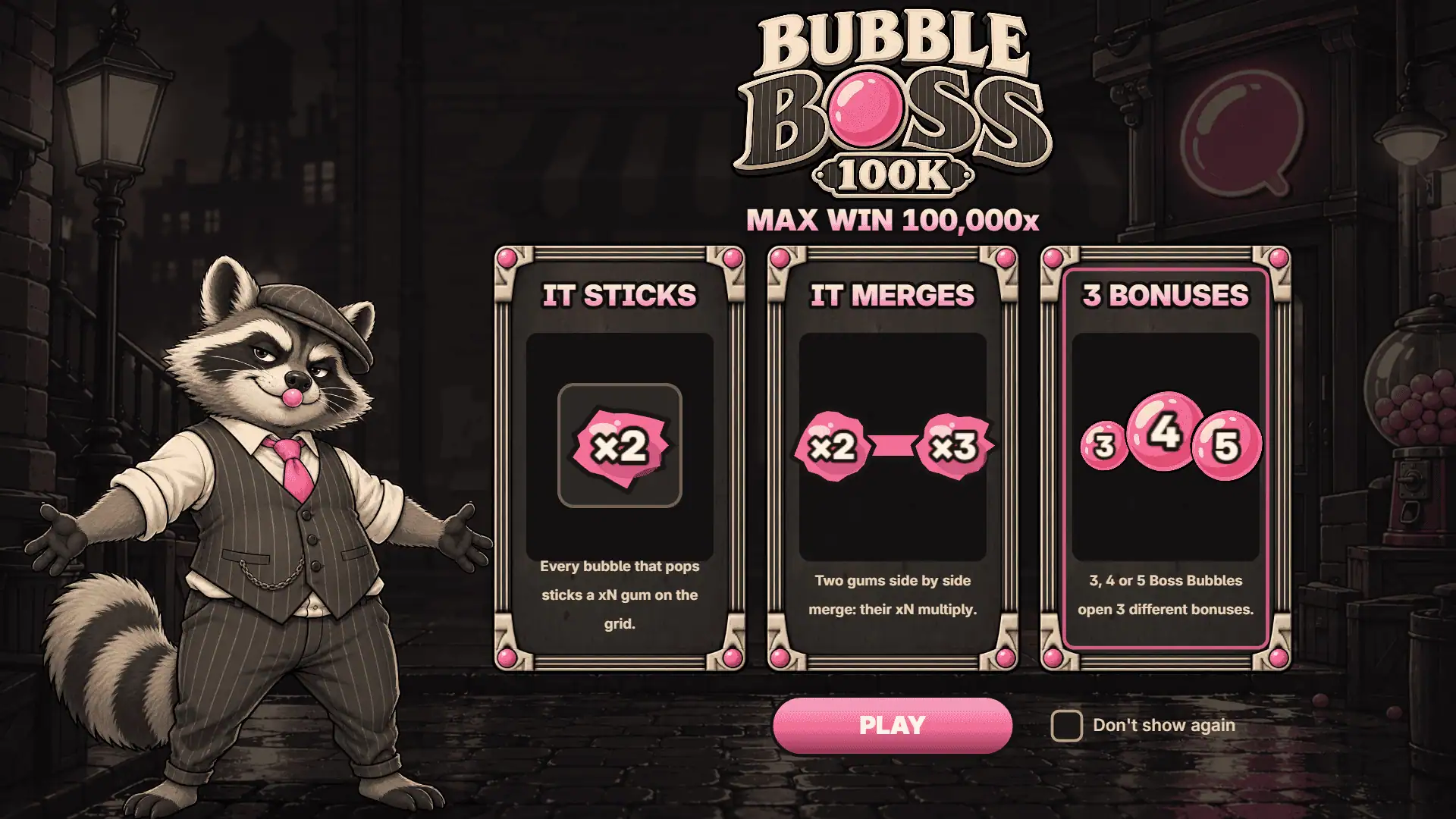 Bubble Boss 100K slot intro screen