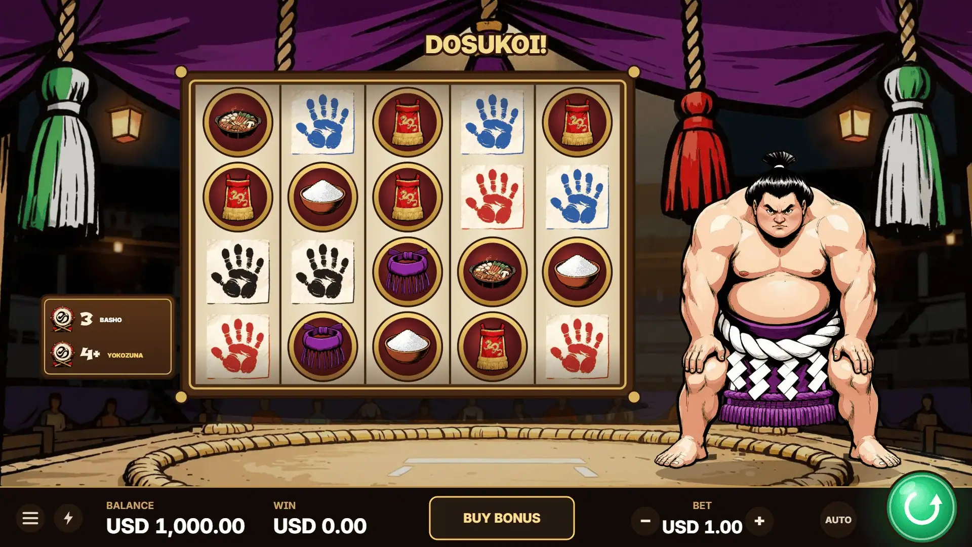 Dosukoi! slot gameplay reels