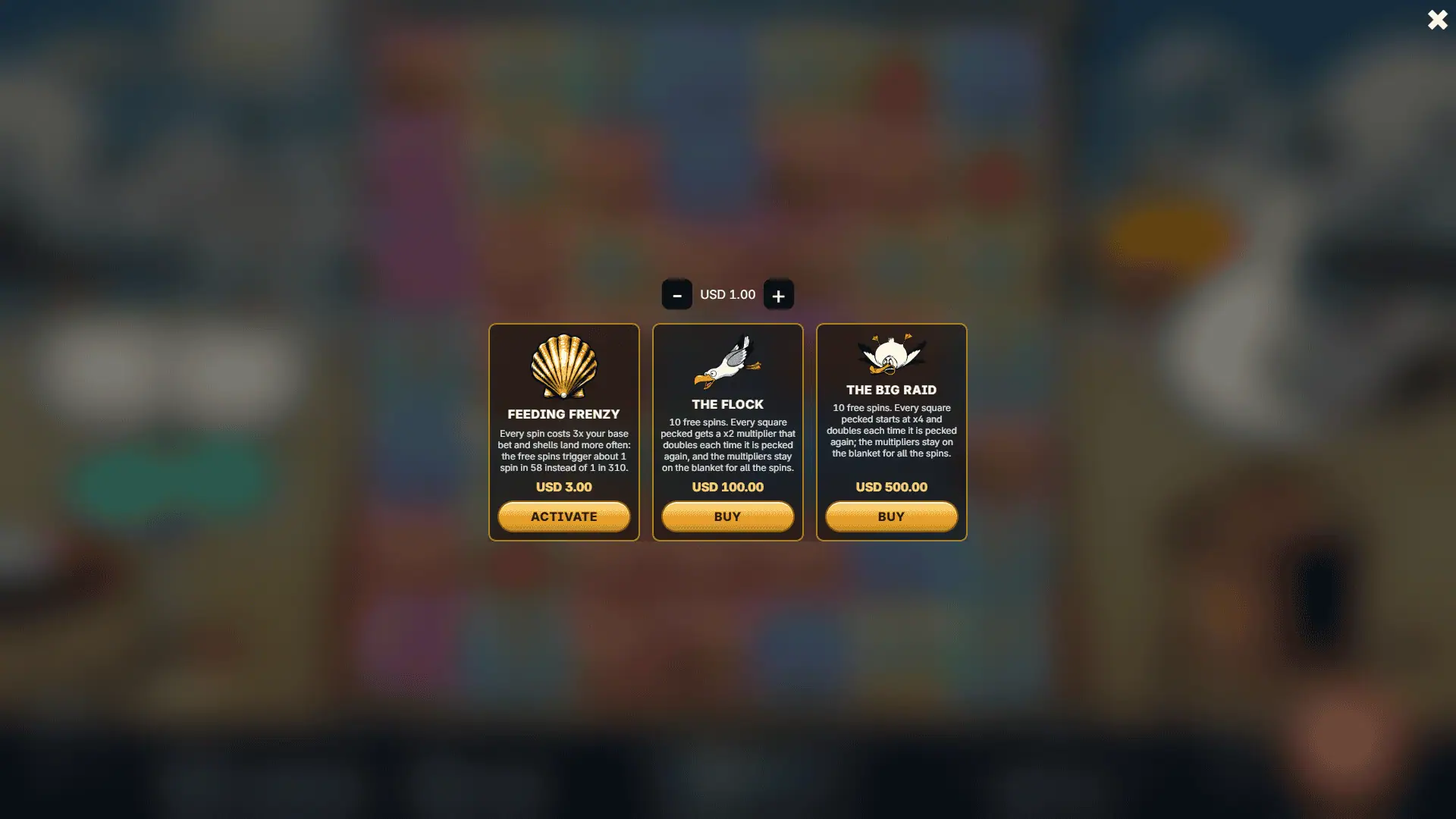 Gull Gang bonus buy menu