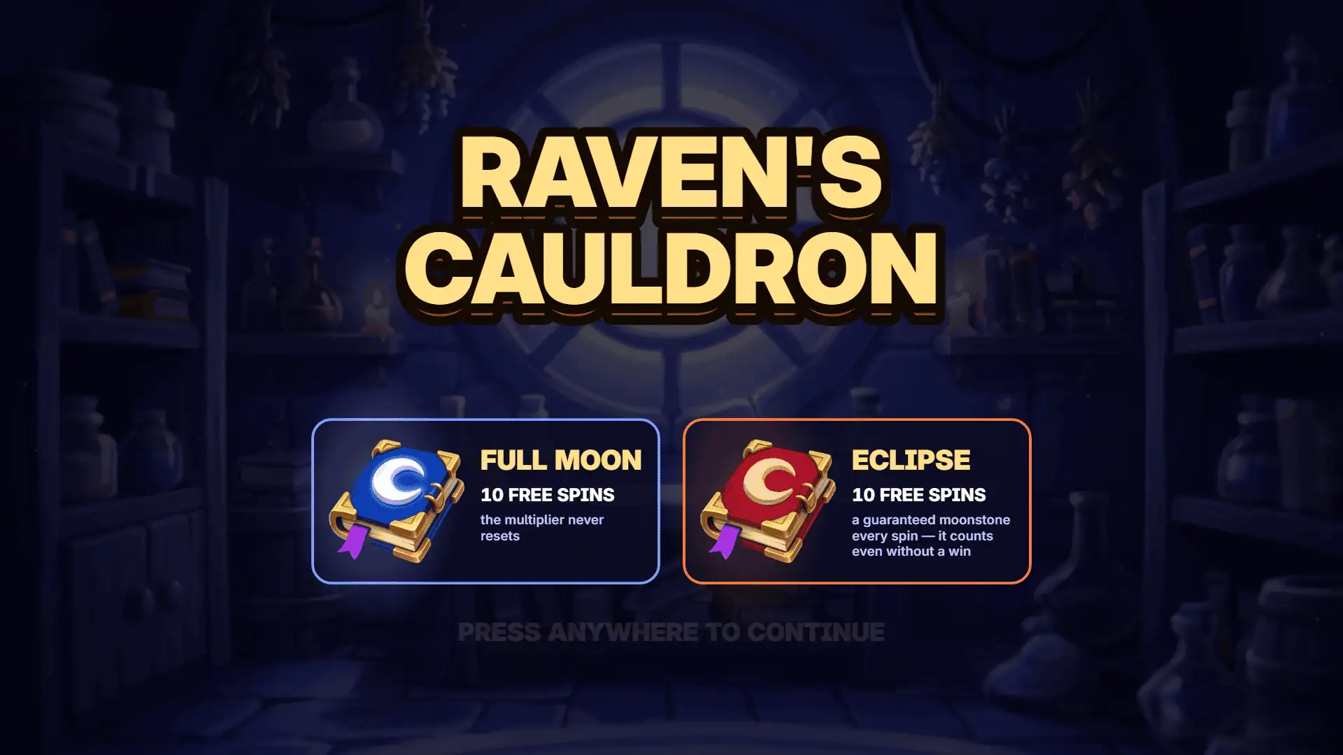 Raven&rsquo;s Cauldron slot intro screen