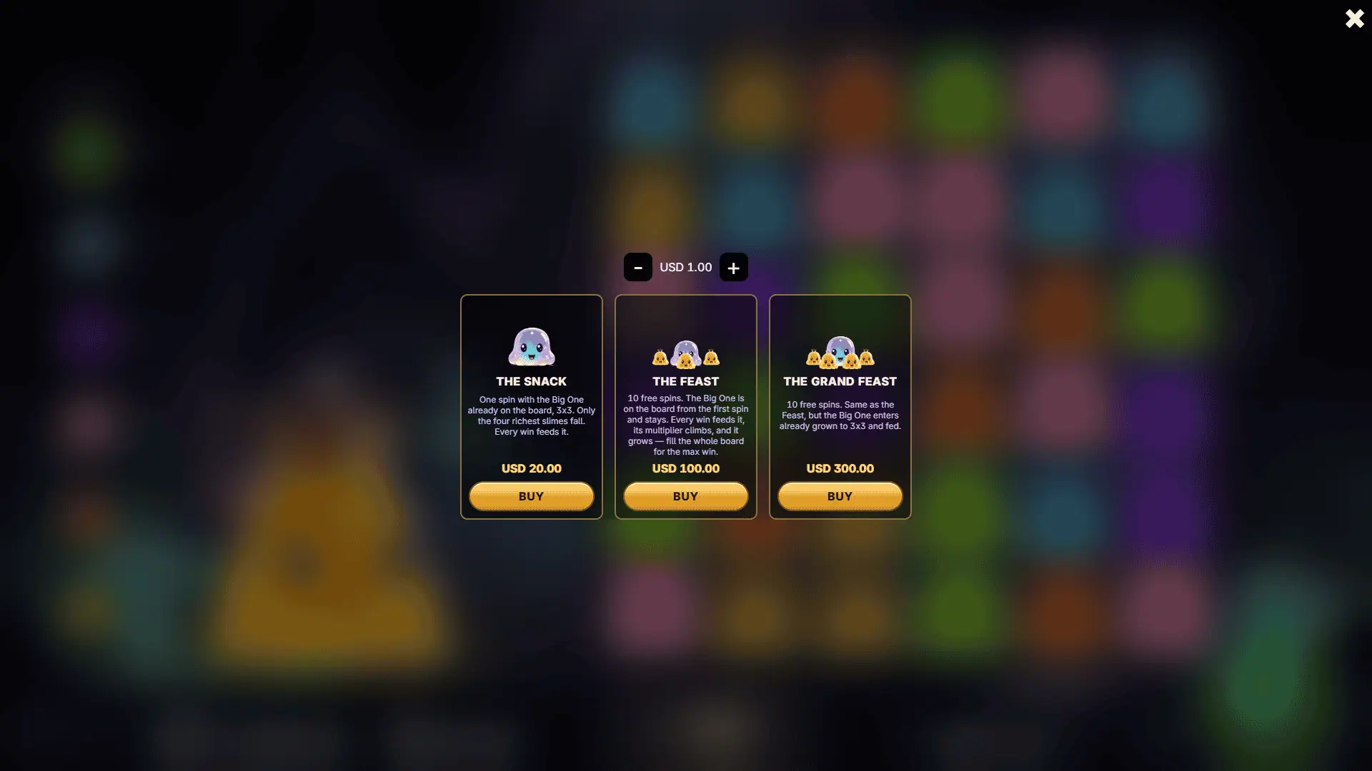 Slime Feast bonus buy menu