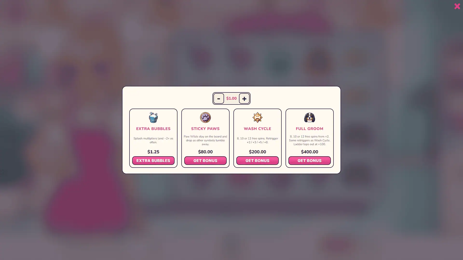 Shampooch bonus buy menu