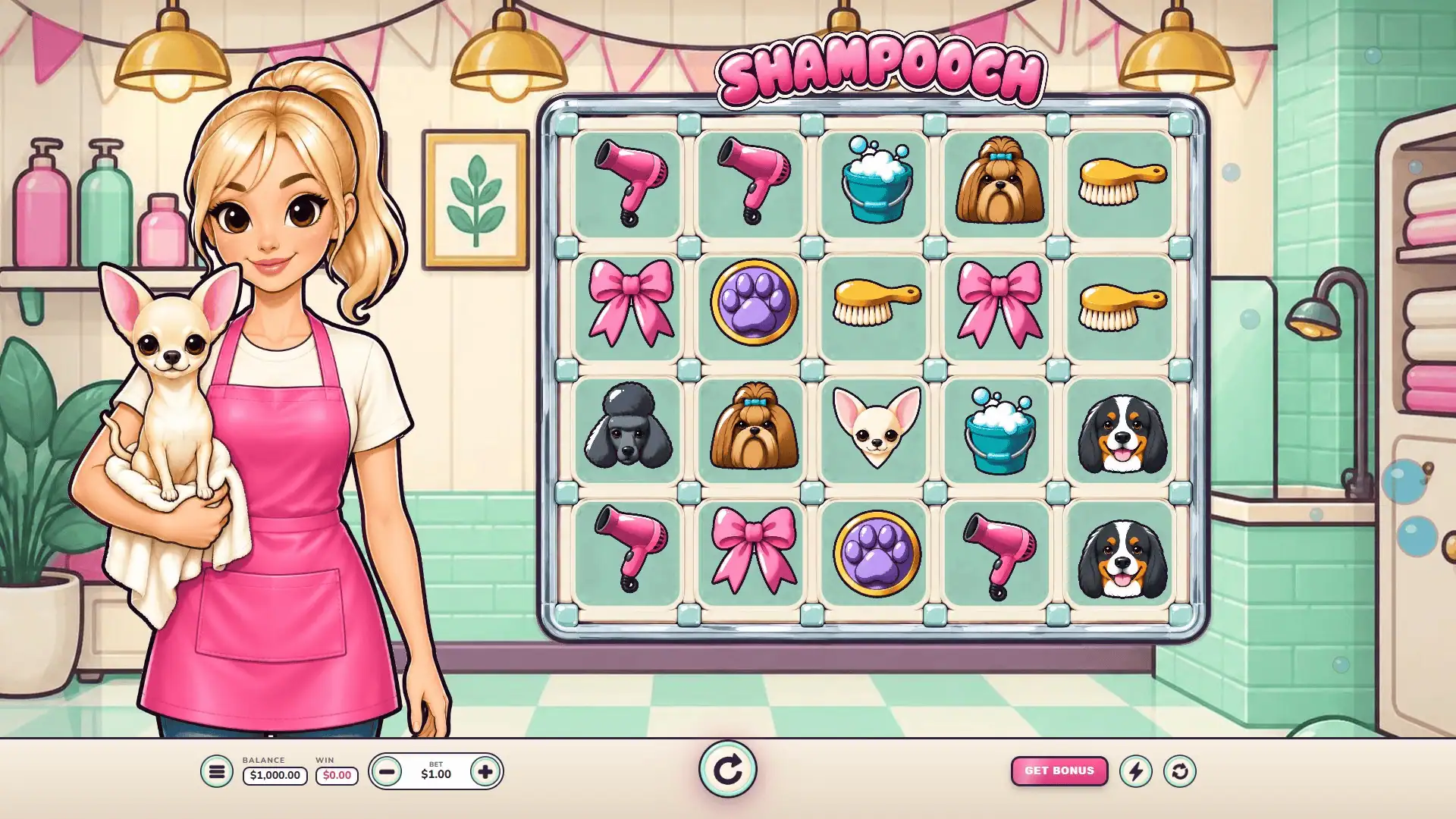 Shampooch slot gameplay reels