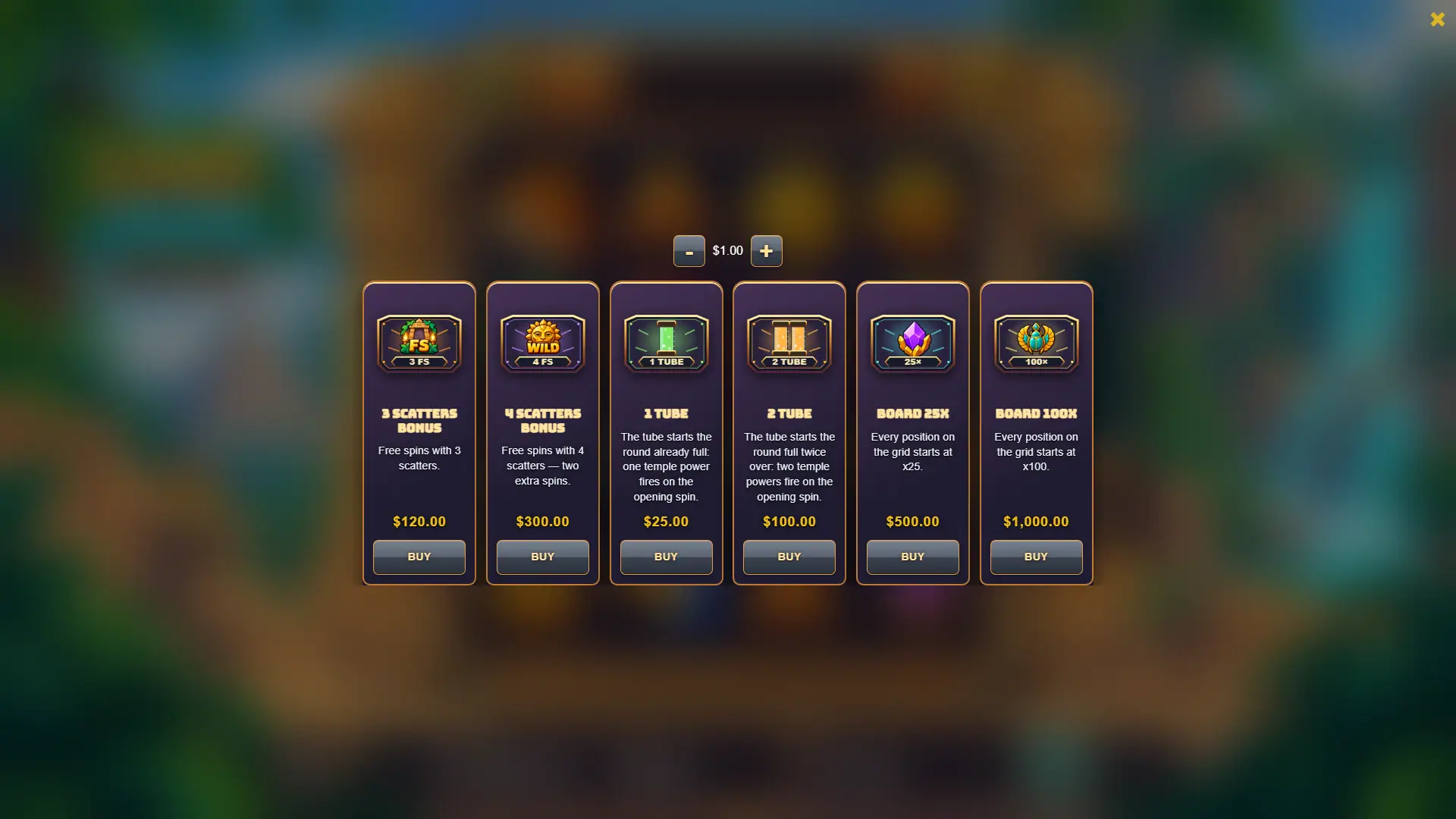 Lost Jade bonus buy menu