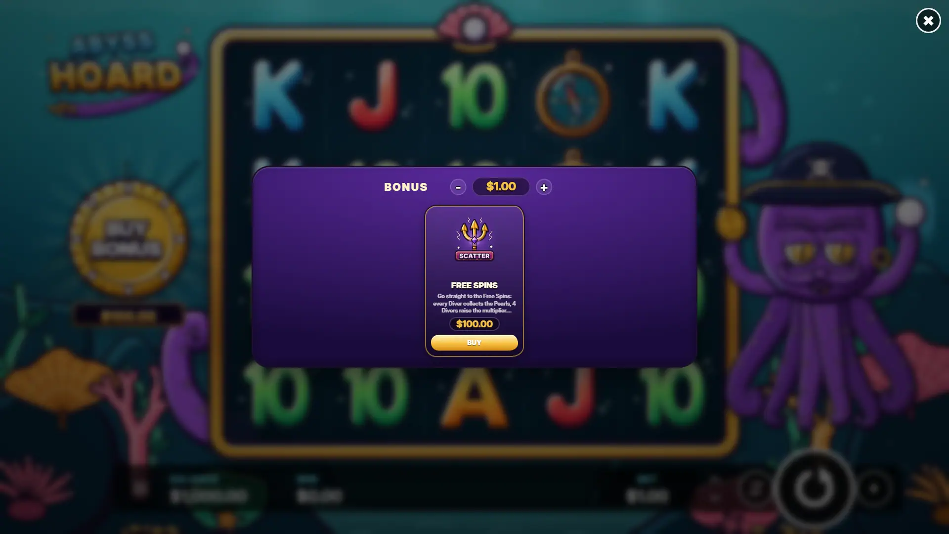Abyss Hoard bonus buy menu