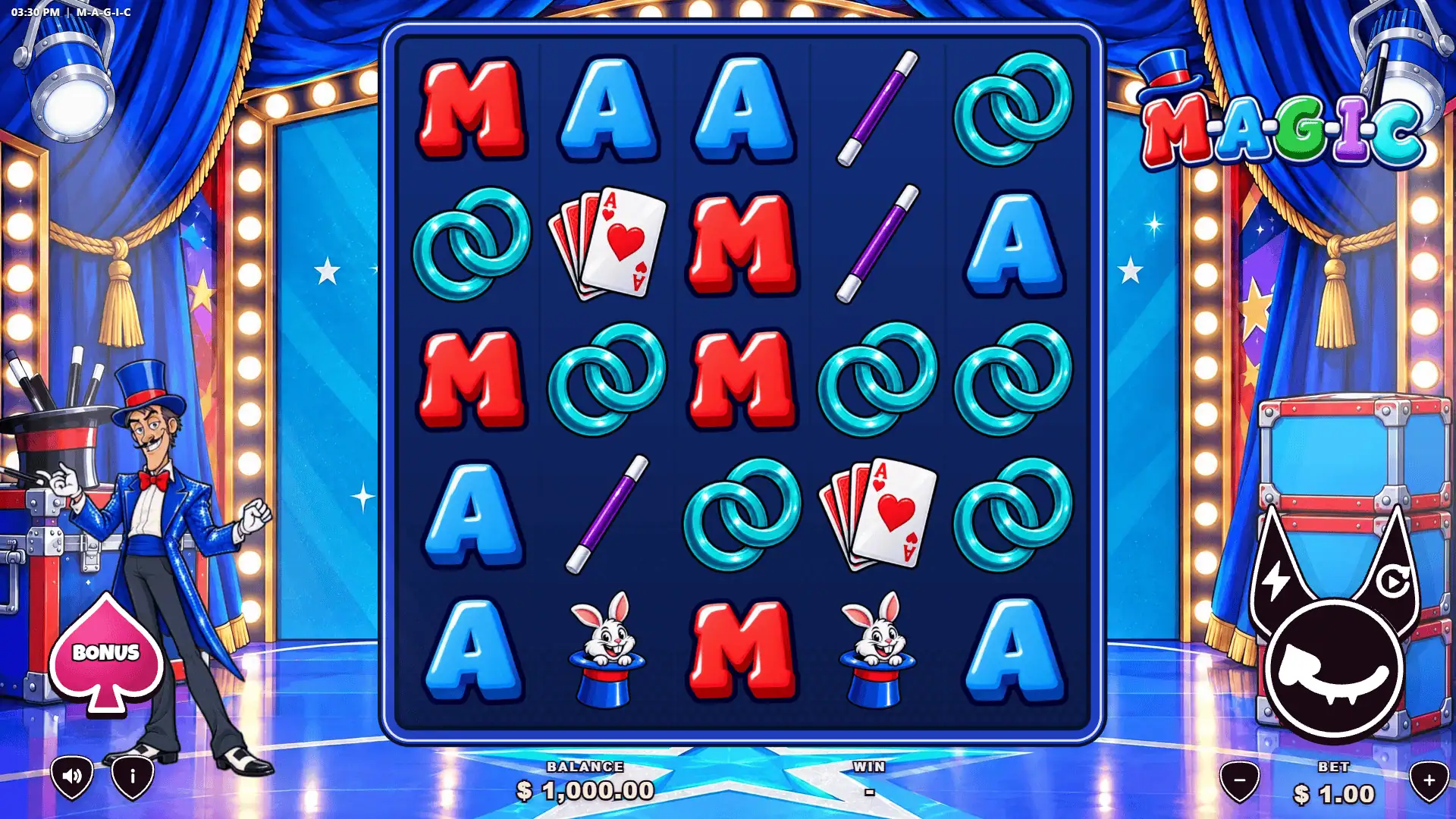 M-A-G-I-C slot gameplay reels