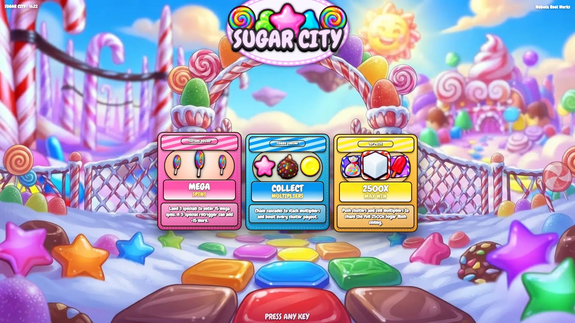 Sugar City slot intro screen