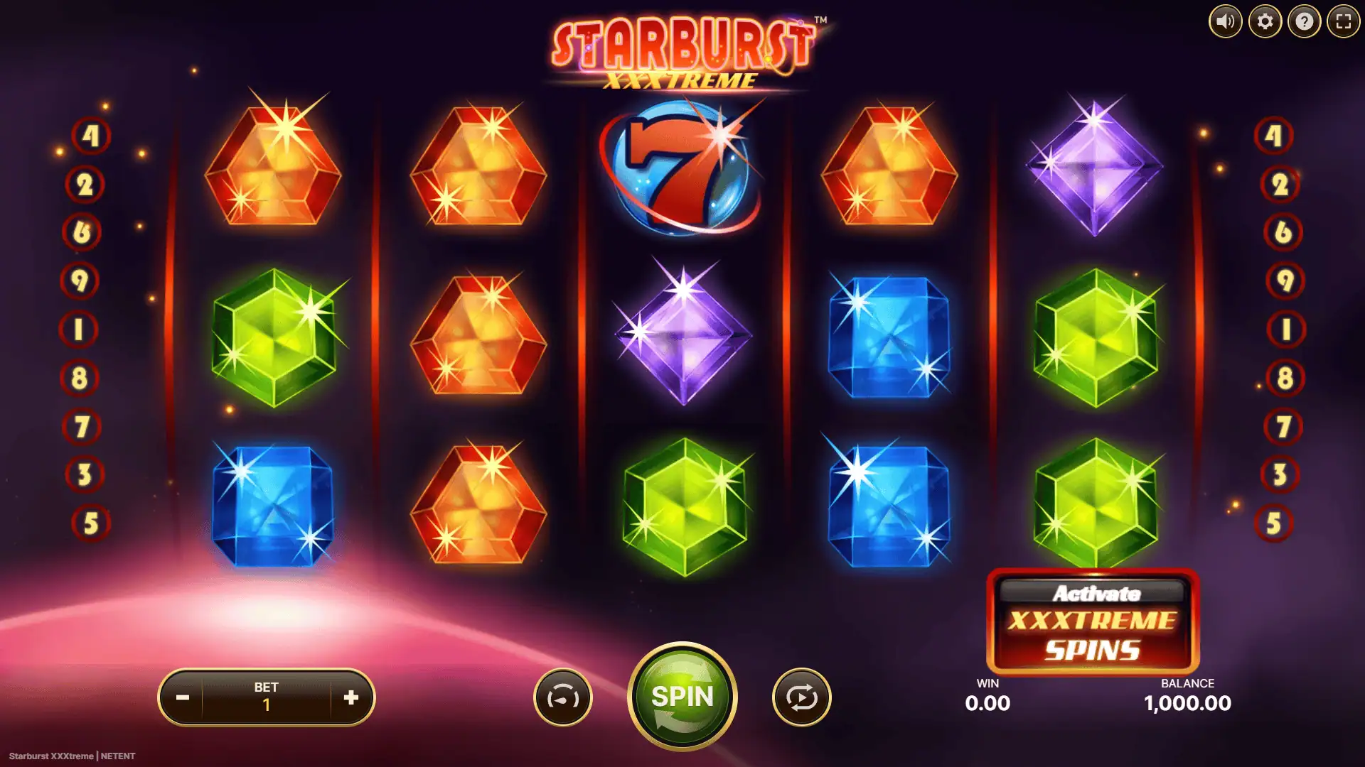 Starburst XXXtreme slot gameplay reels