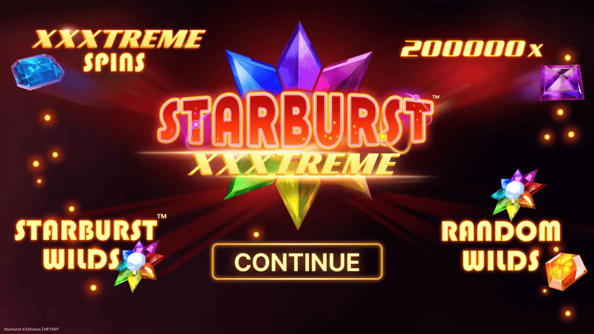 Starburst XXXtreme slot intro screen